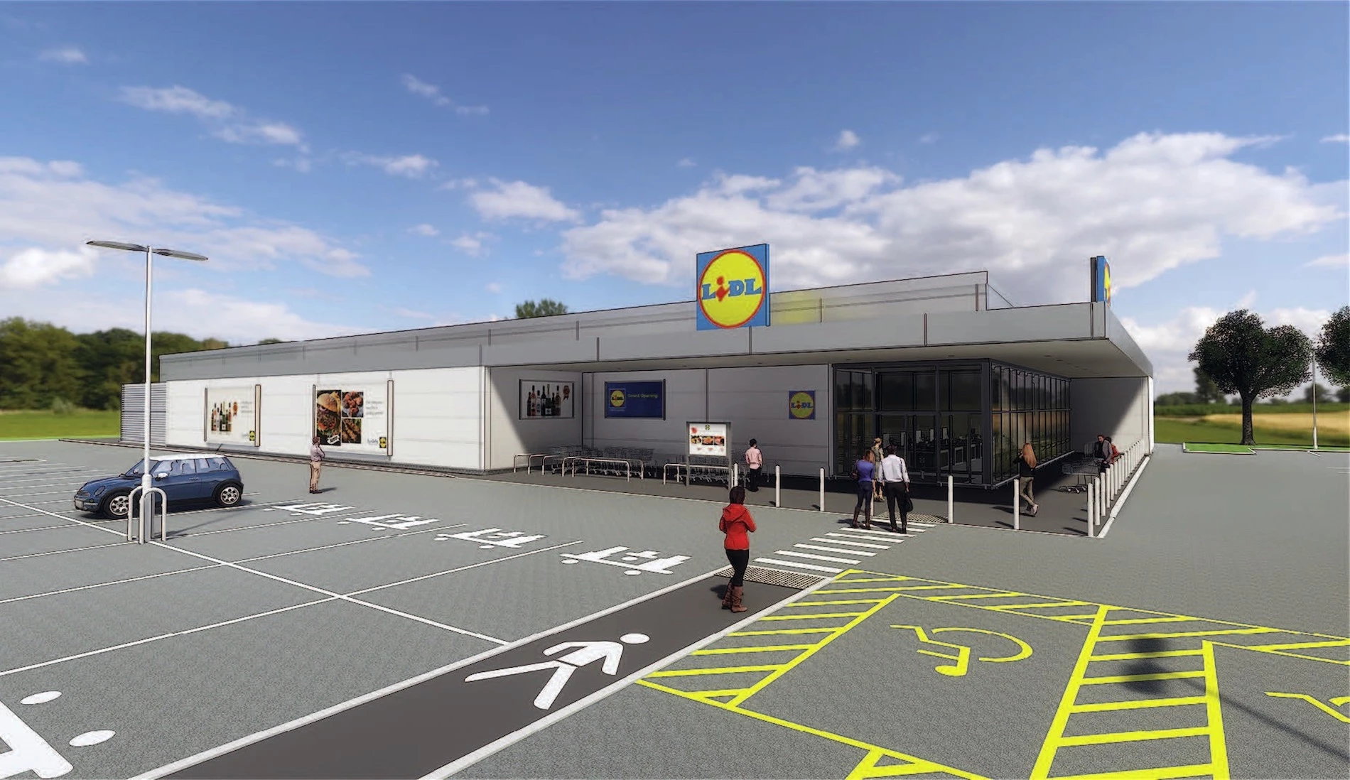 CGI of the new Lidl store.