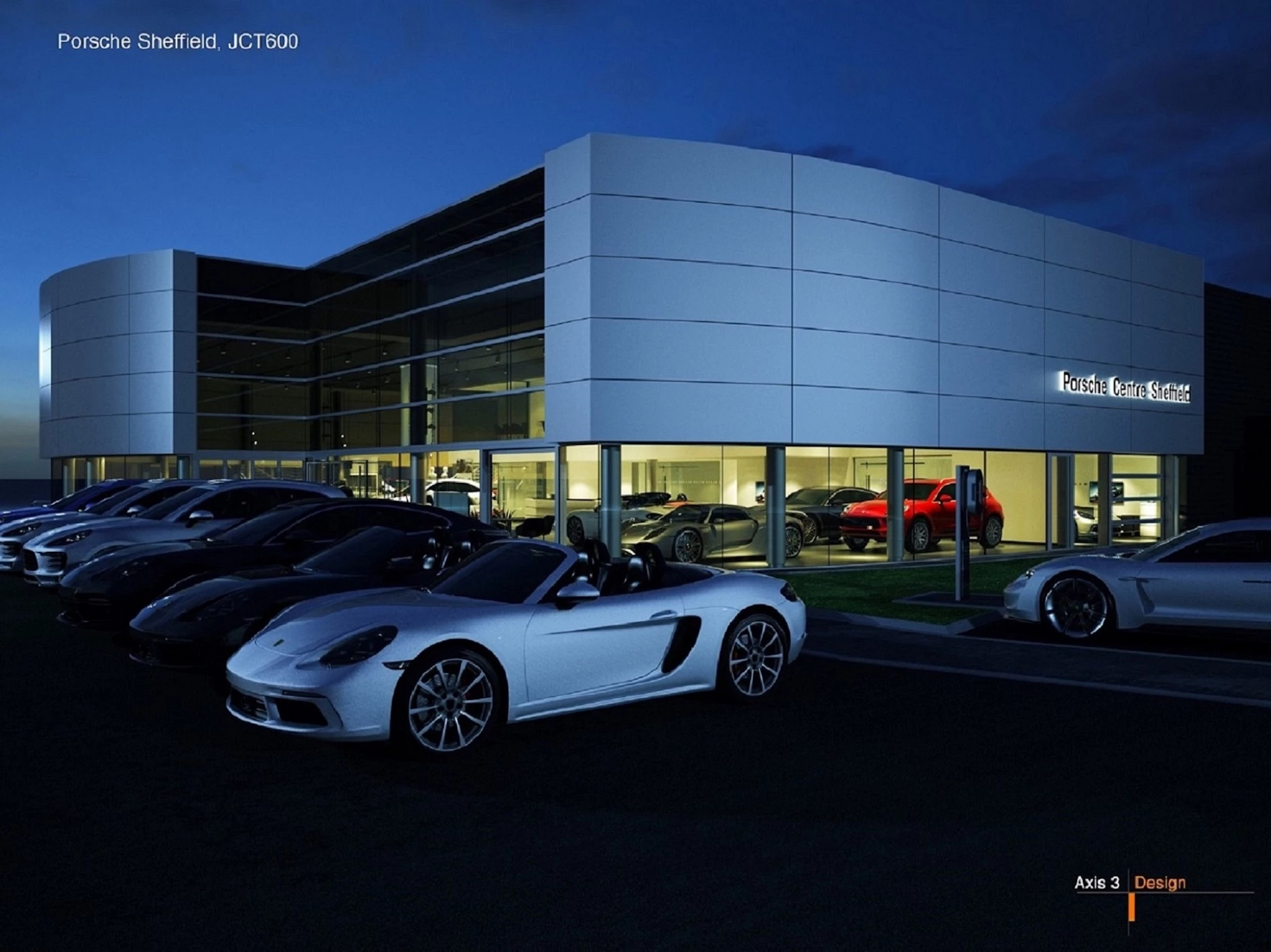 CGI of the re-developed Porsche Centre Sheffield.