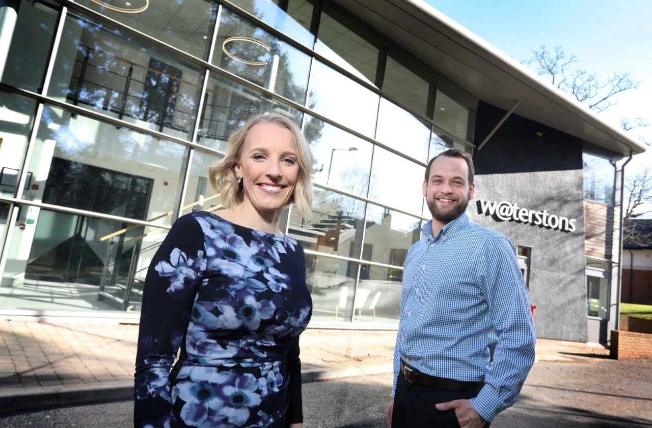 Newly appointed Lead Consultant for Higher Education at Waterstons, Helen Fawcett, with Andrew Gill, Head of Transformation at Waterstons.