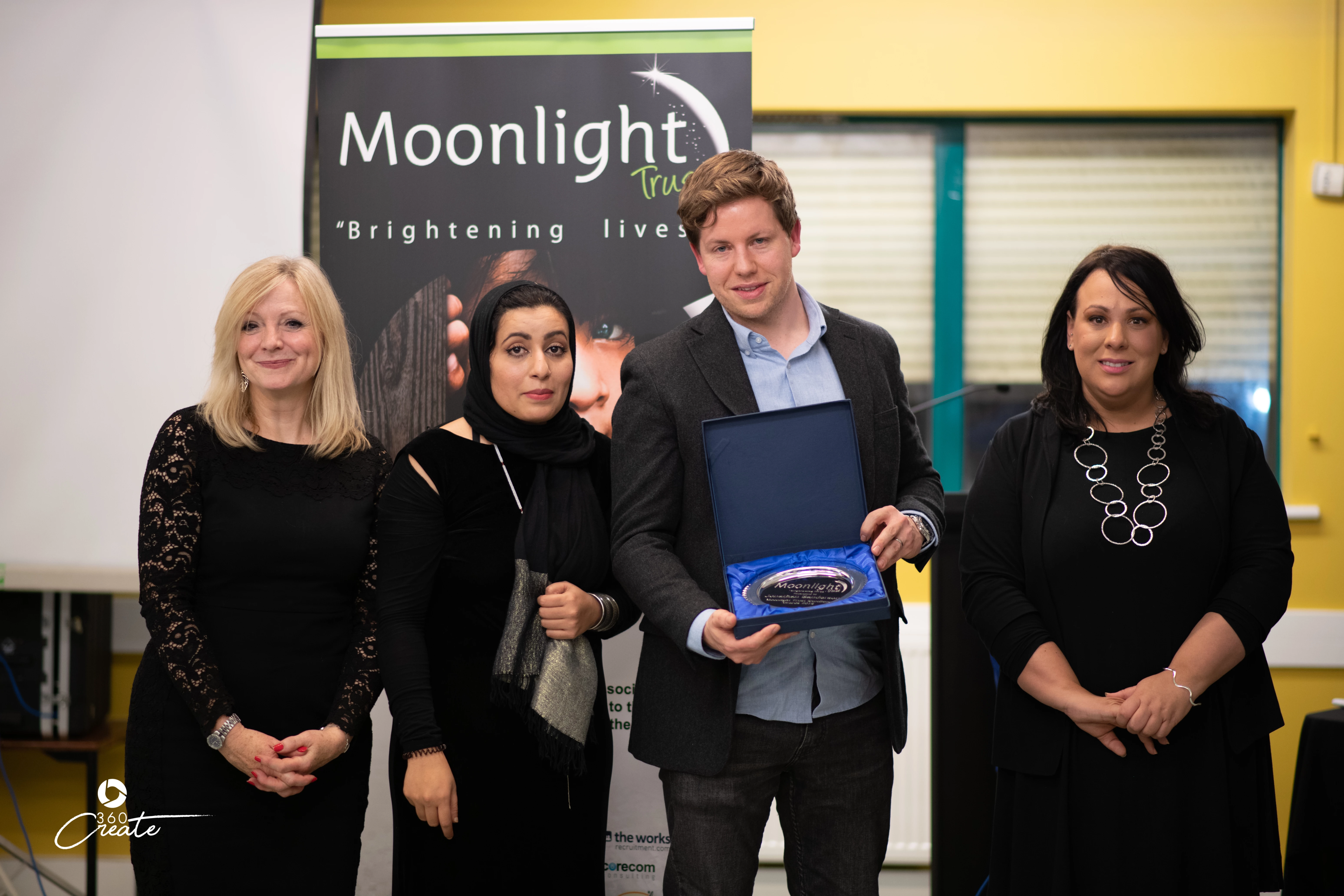 Image caption (left to right)  Tracy Brabin: MP of Batley and Spen, Noushin Raja: Moonlight Trust Founder and CEO, Jonathan Sanderson: Managing Director – Corecom Consulting and Paula Sherriff: MP of Dewsbury