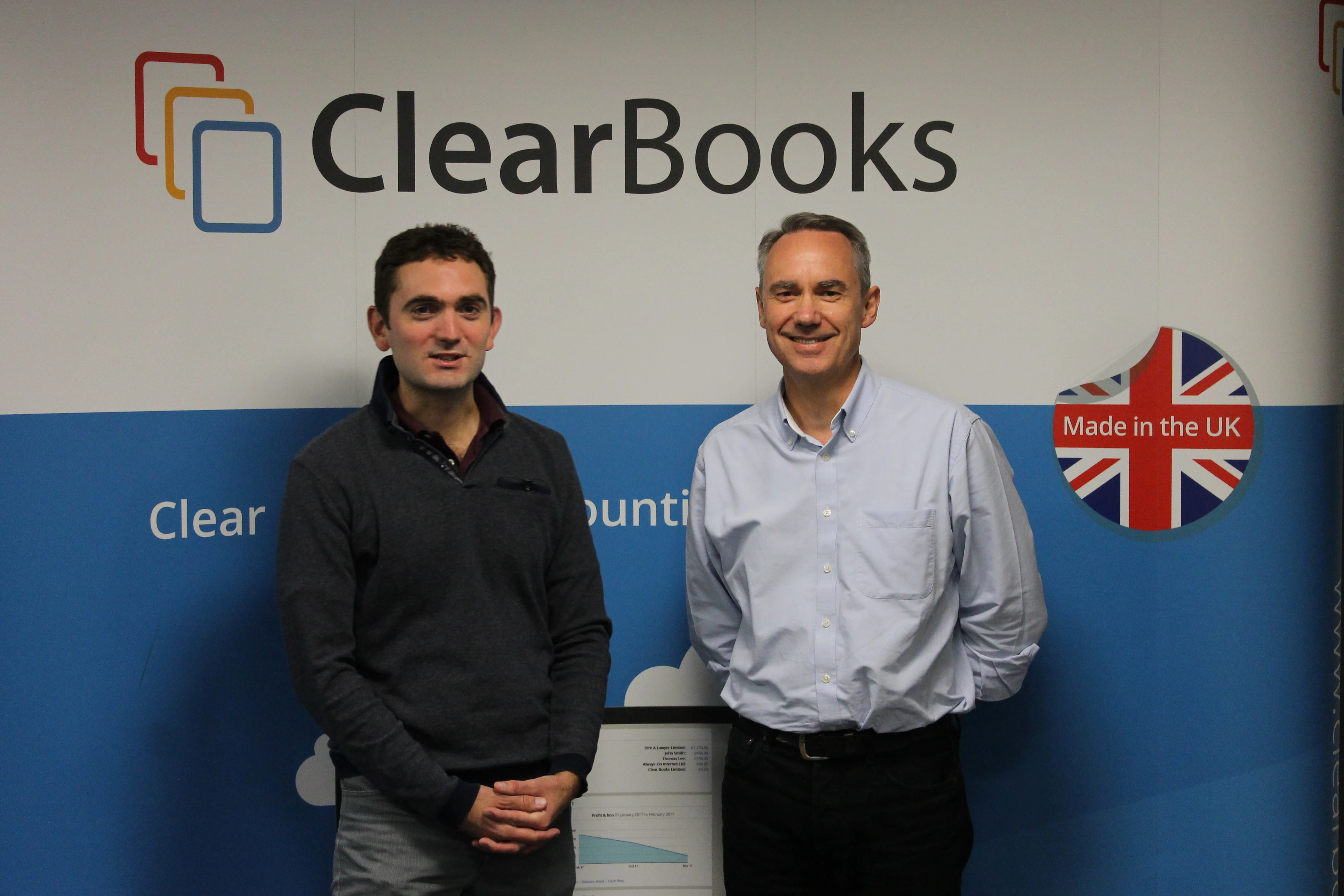 Tim Fouracre (left), founder of Clear Books alongside new CEO Phil Sayers.