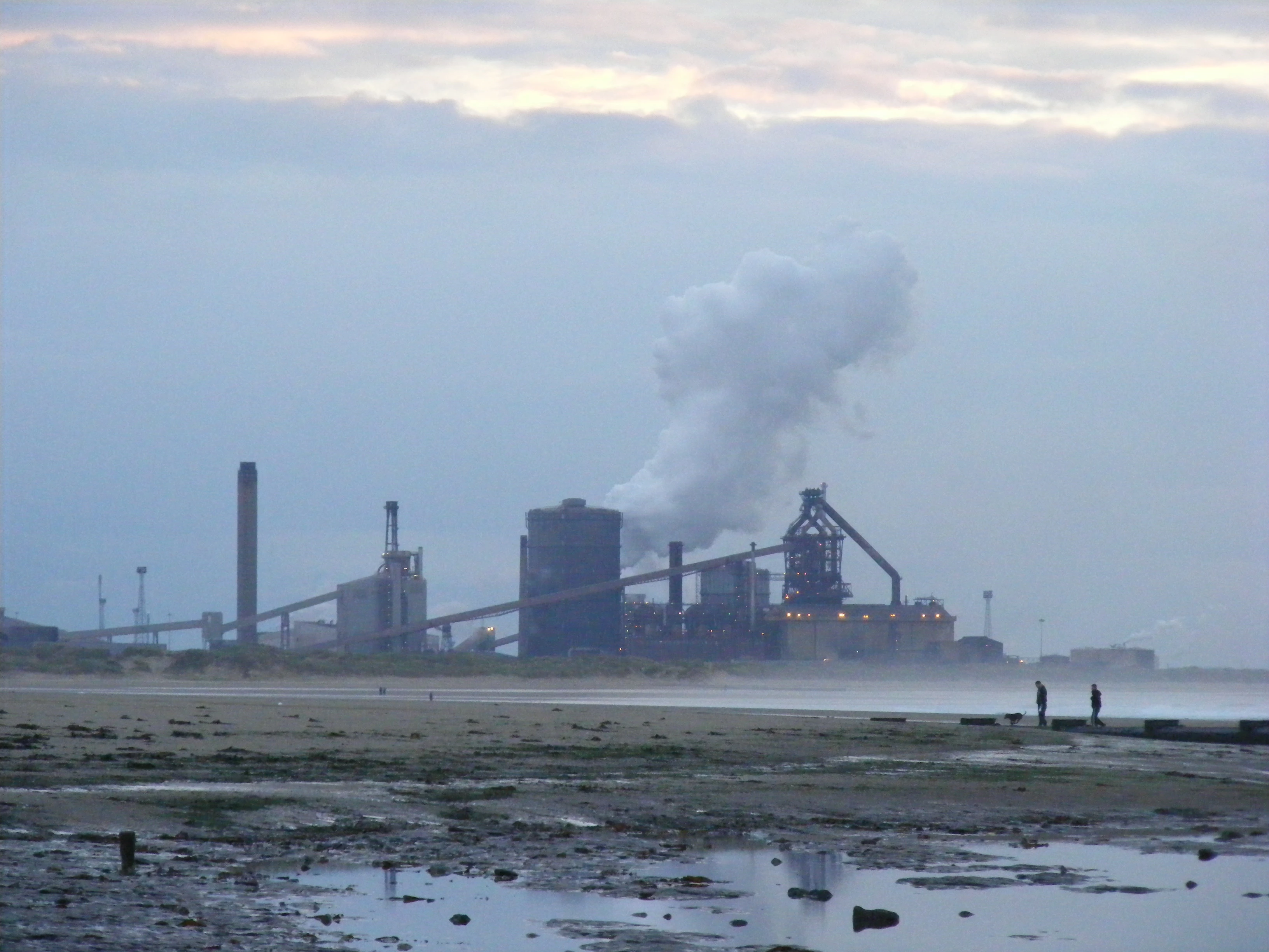 Redcar beach and steelworks