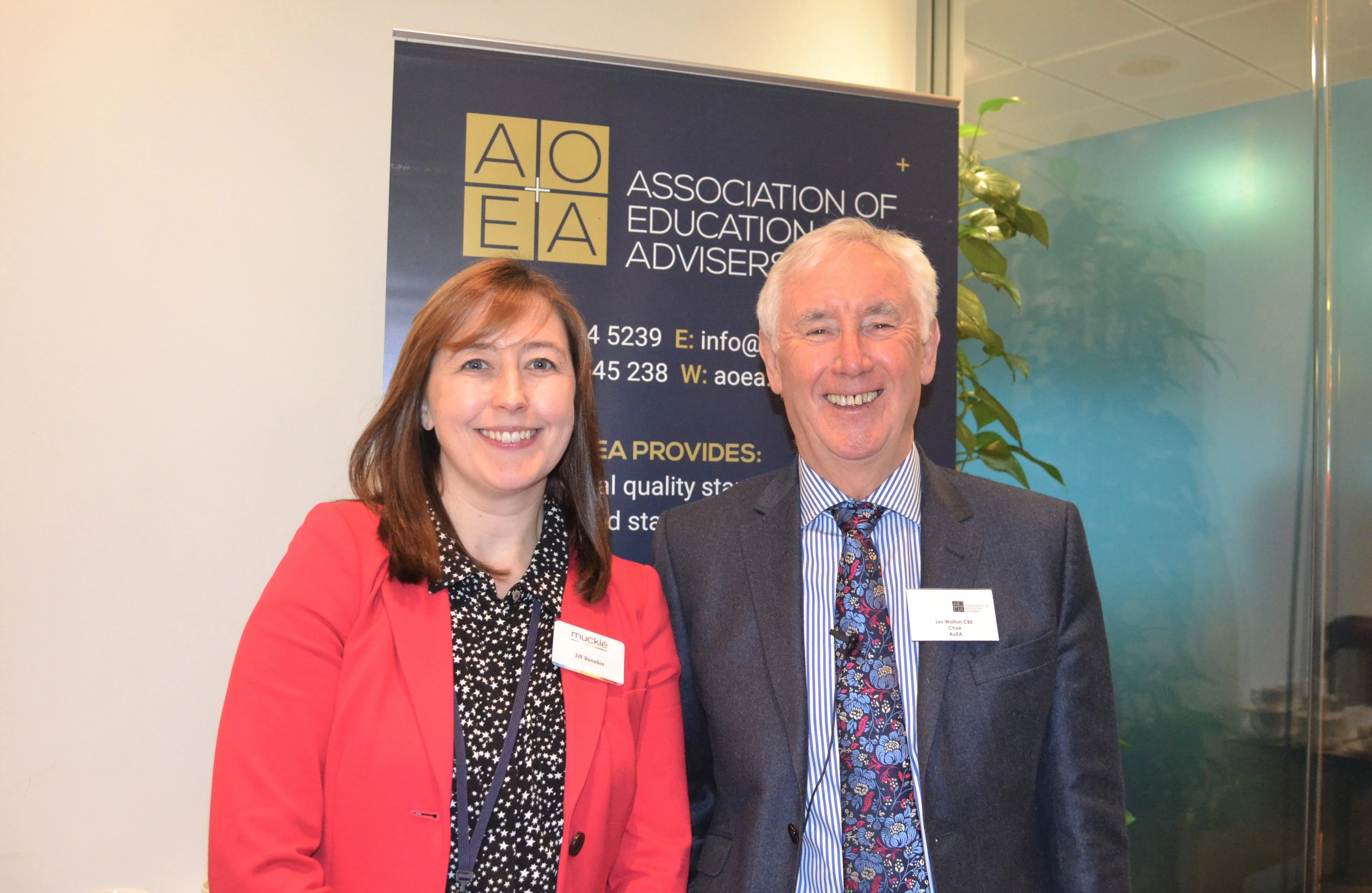 Jill Donabie, partner in the education team at Muckle LLP and Les Walton CBE, chair of AoEA. 