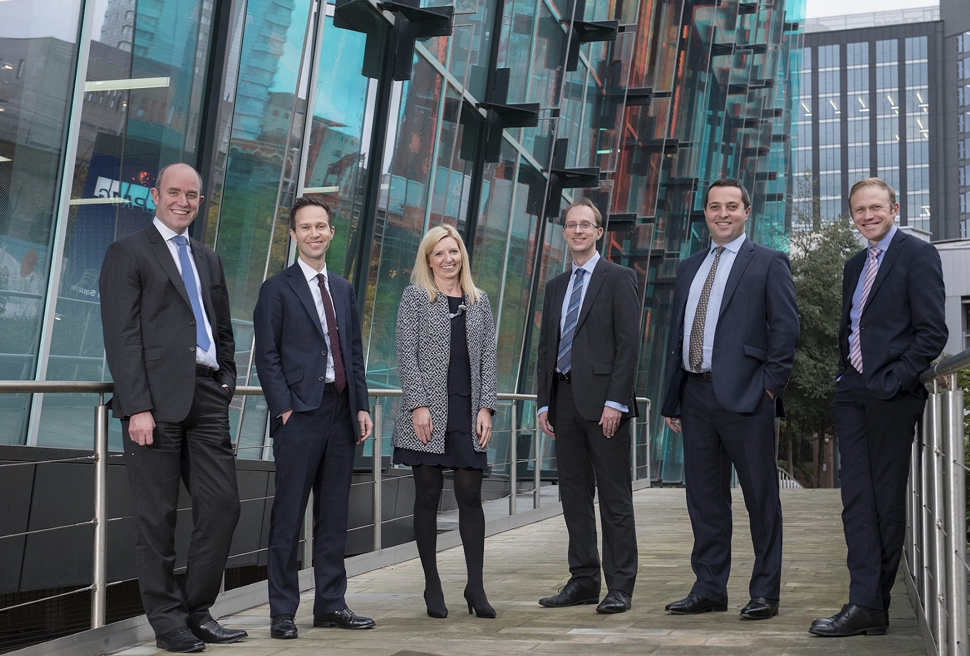 Chris Roberts, Phil Murden, Claire Gallimore, Michael Davidson, Oliver Duckett and Rob Wilson; new partners and directors at KPMG in Leeds.