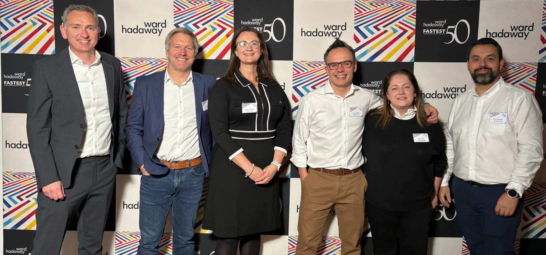 Left to right: Damien Charlton, Head of Commercial, Ward Hadaway, Forfusion Team: Ian Musgrave, CTO, Joanne Thomas, Marketing Manager, David Griffin, COO Katie Griffin, Business Services Director, Jorge Aguilera, Director