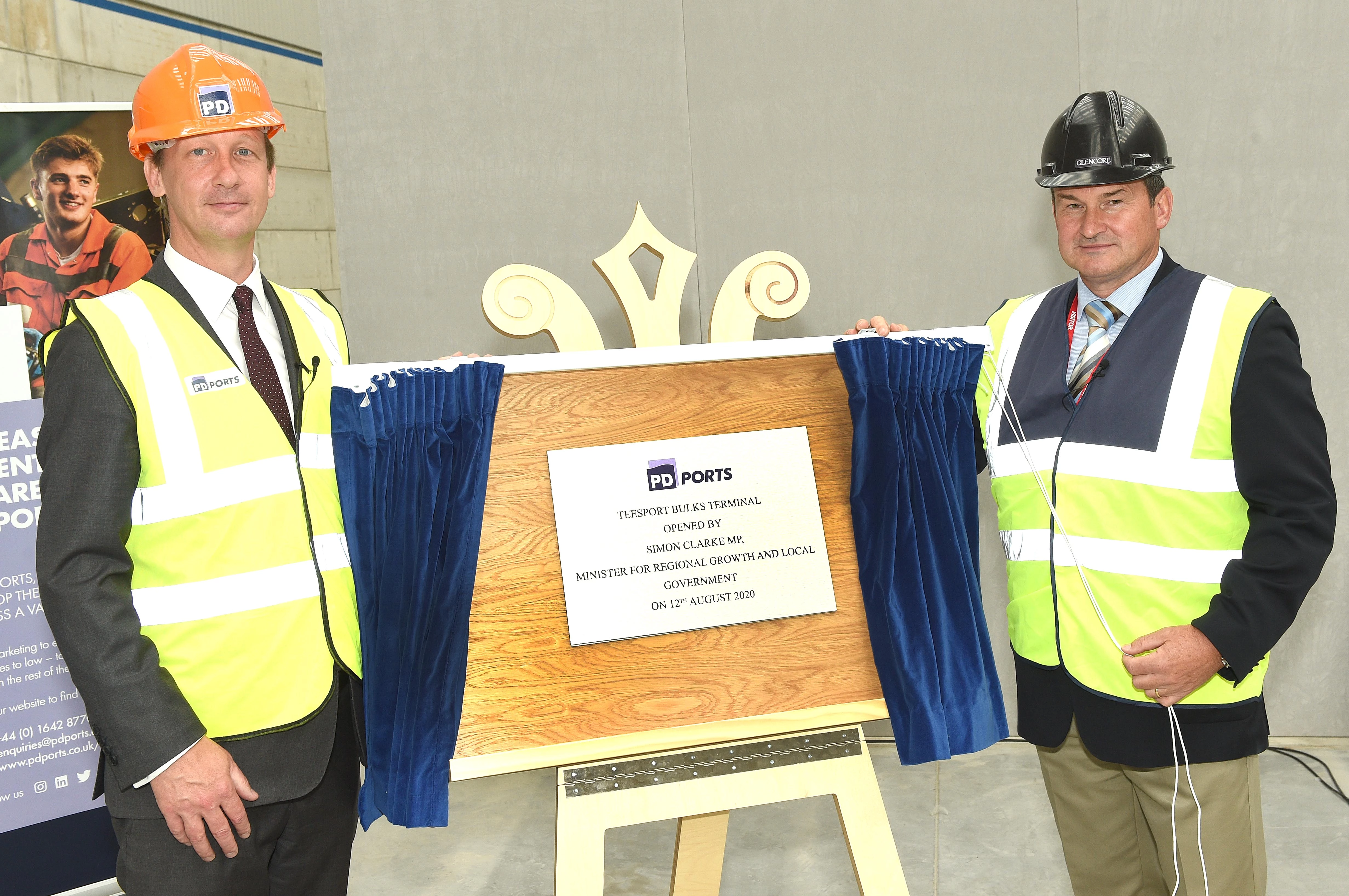 PD Ports CEO Frans Calje (left) during the unveiling of the Teesport Bulks Terminal 