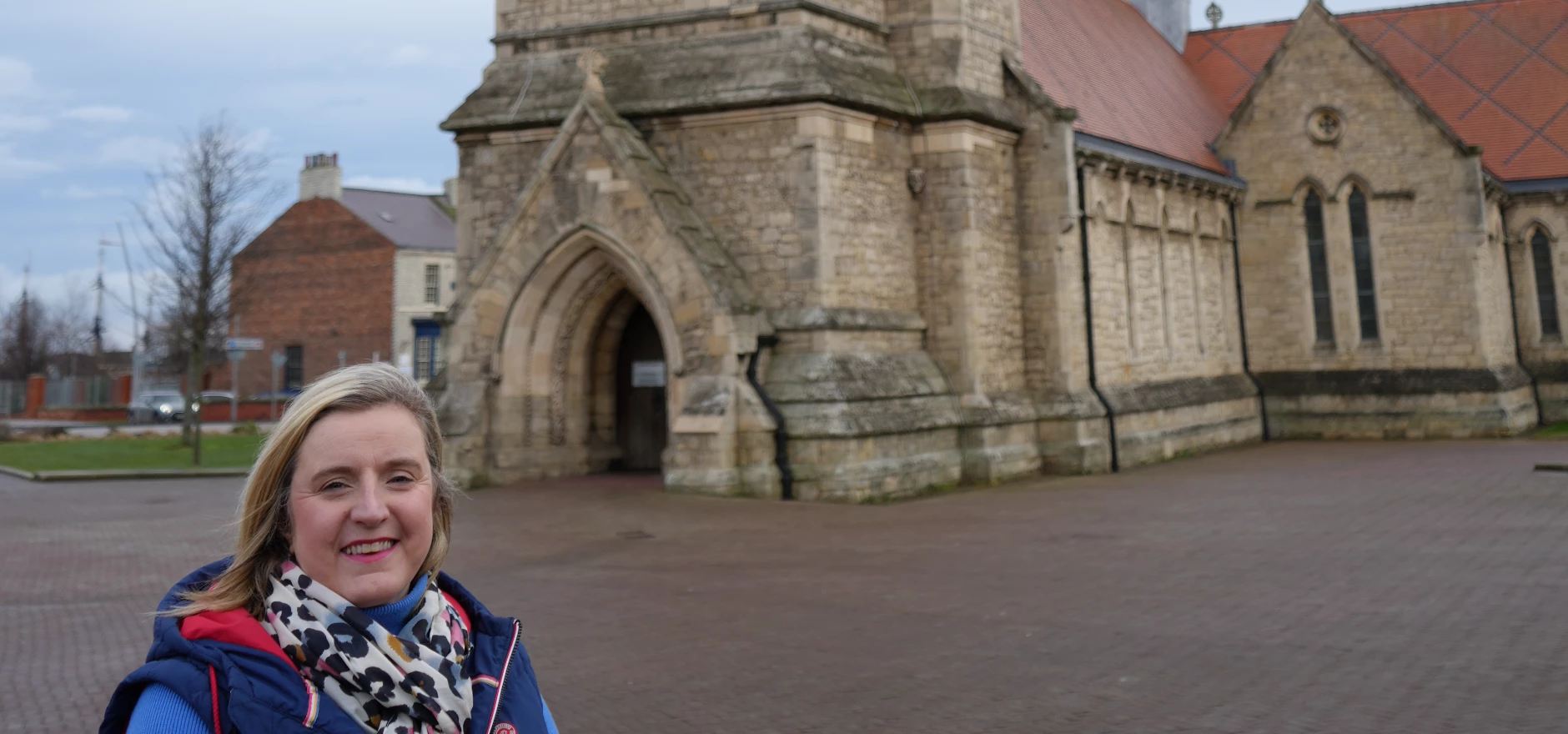 Councillor Pamela Hargreaves in front of the Hartlepool Art Gallery tower .JPG