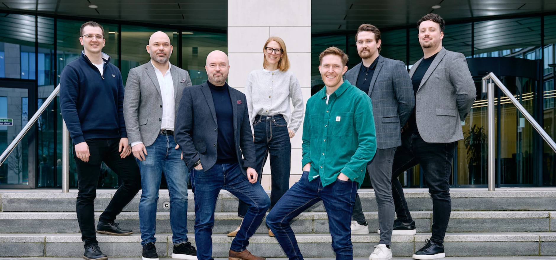 Paul Inman of 75Media, front left, and Chris Borrett of Mercia Ventures, front right, with the 75Media board of directors.jpg