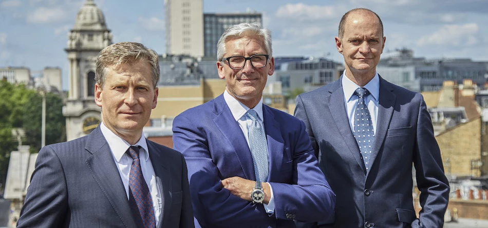 L-R: Chief investment officer Lothar Mentel, CEO and founder Paul Hogarth, and chief financial officer Noel Stubley