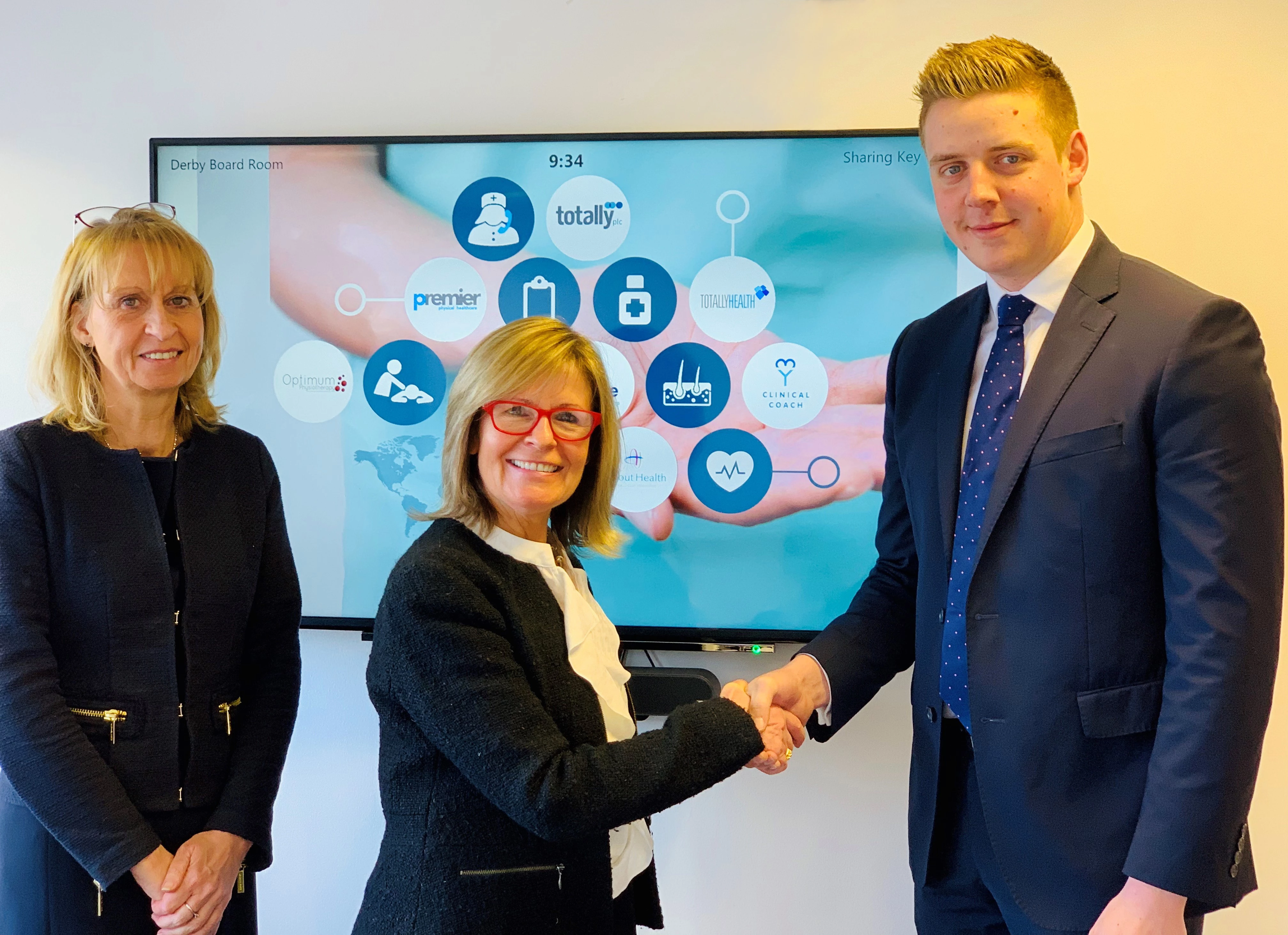 Pictured (l to r): Wendy Lawrence, CEO, and Gloria Cooke, clinical quality director at Totally plc and Mark Gratton from commercial property consultants Rigby & Co.