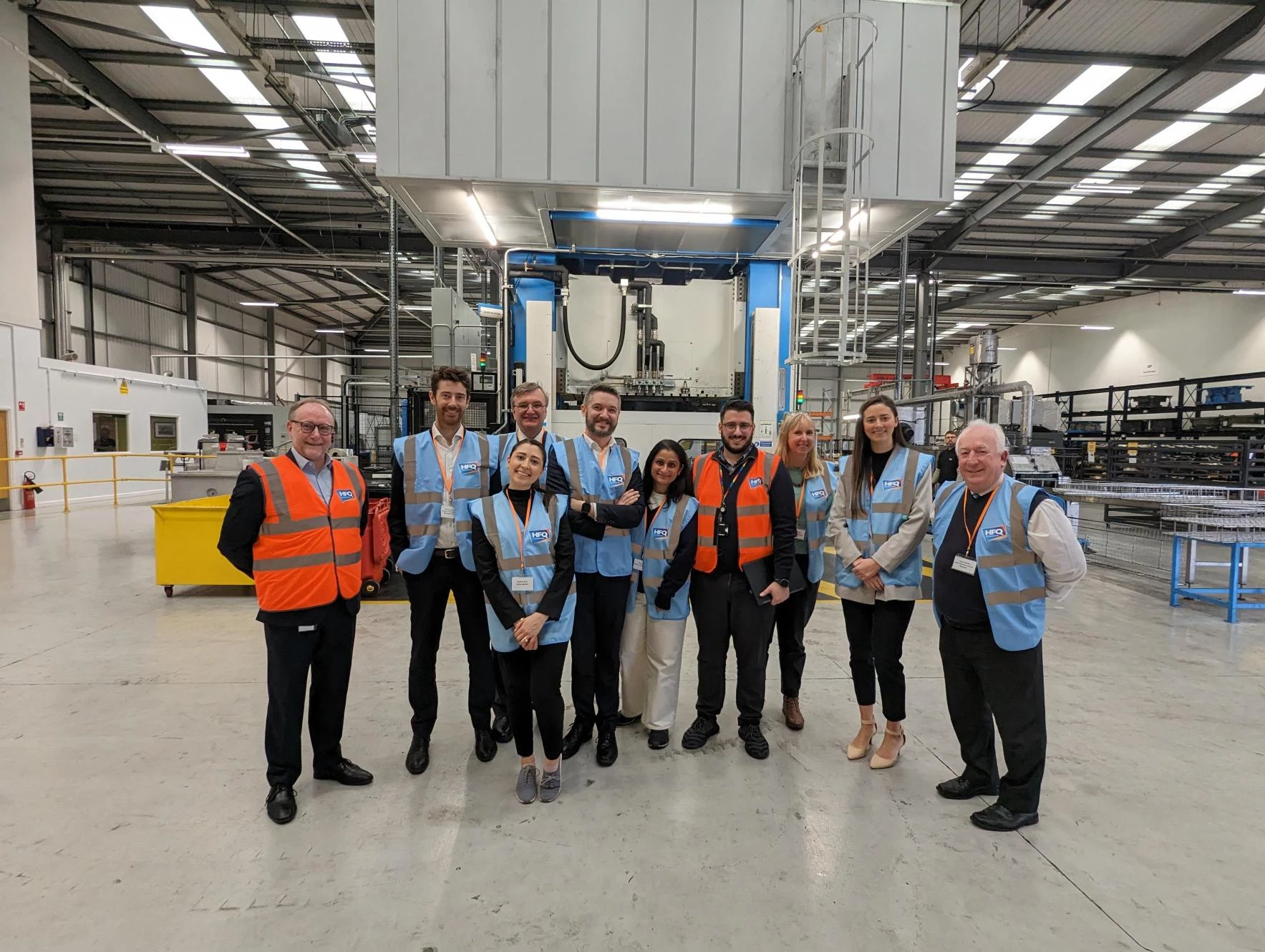 Officials from the Department for Business and Trade with representatives from Made Smarter West Midlands and Impression Technologies during their visit to Coventry
