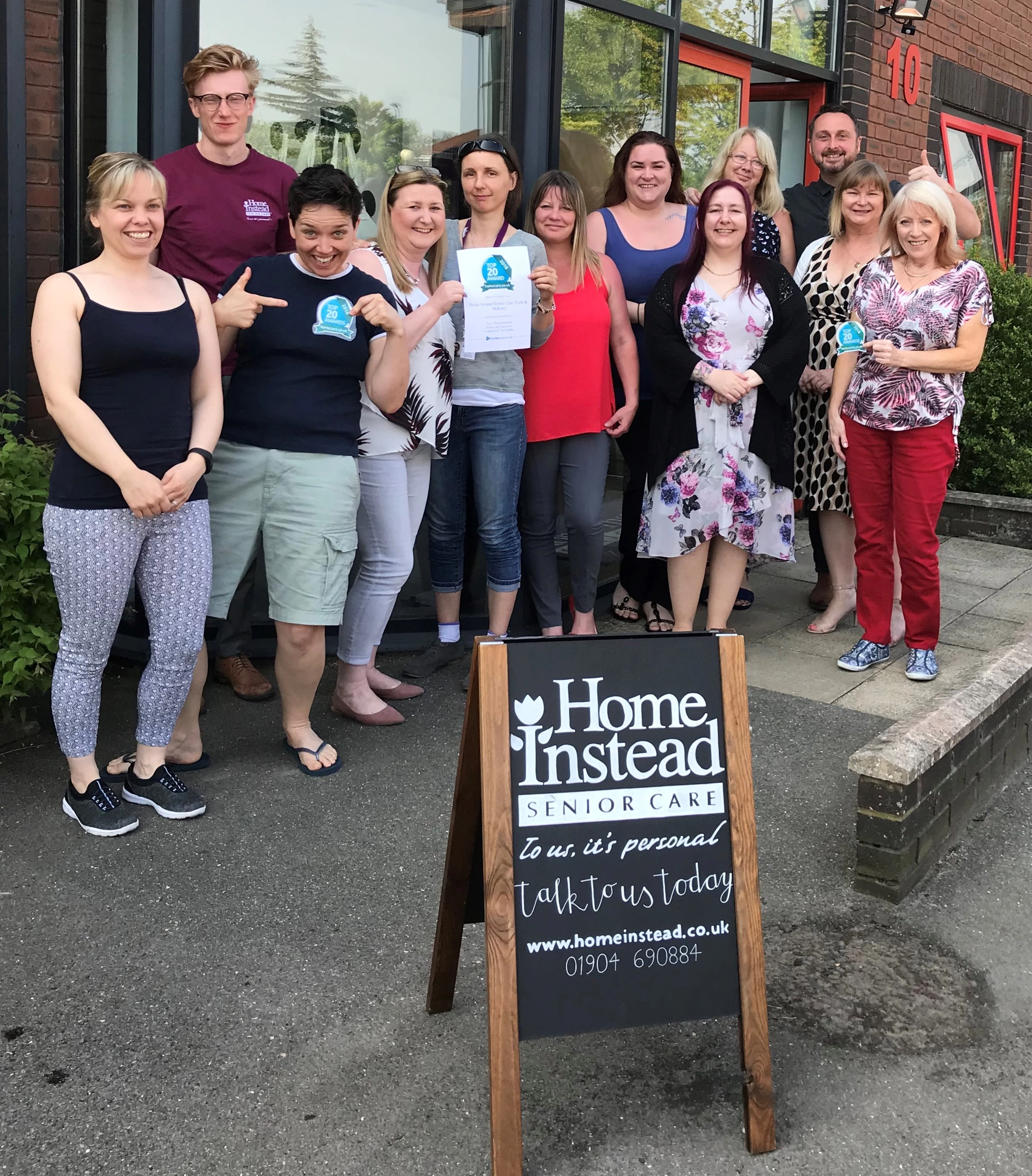 The team at Home Instead York celebrate their top 20 award