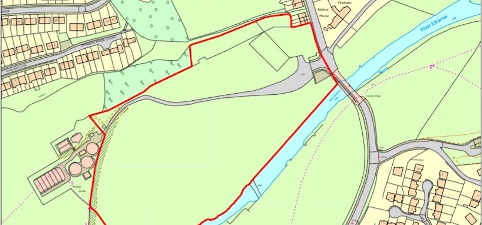 The brownfield site sits next to the River Etherow