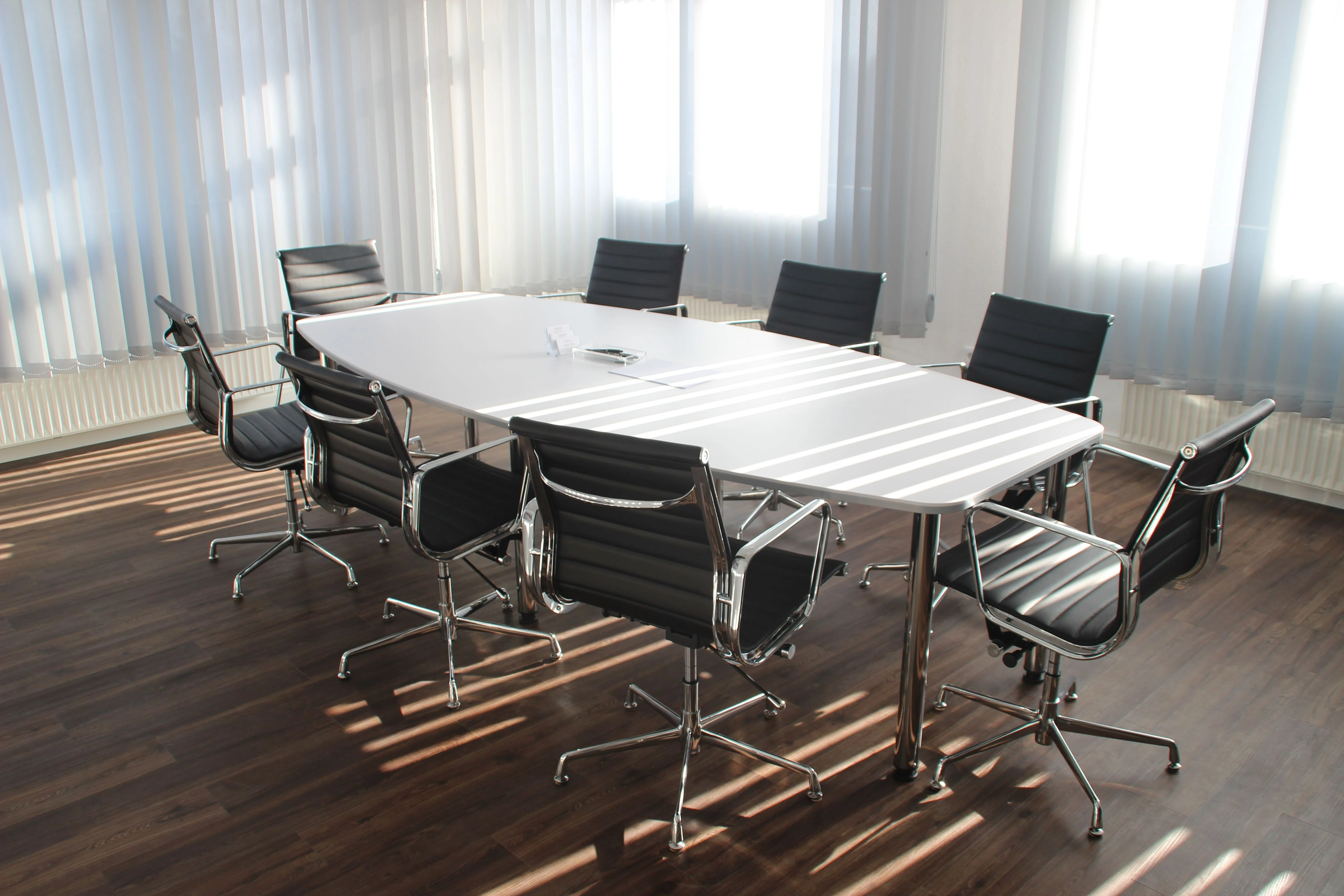 Empty office conference room table