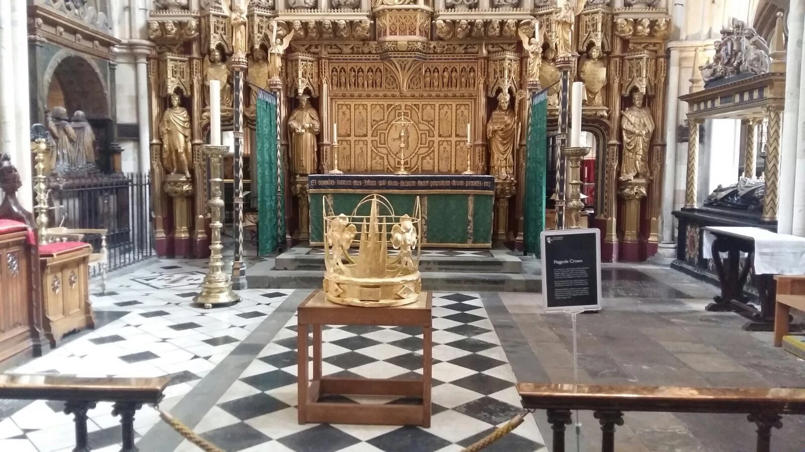 STS’s restored crown on display in the Sanctuary at Southwark Cathedral