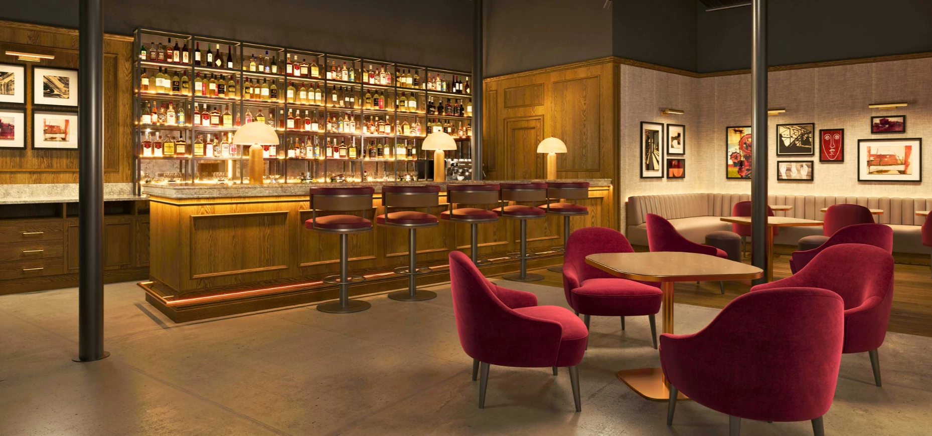 An artist's rendition of the new bar area planned for Hotel Indigo and Staybridge Suites in Dundee.