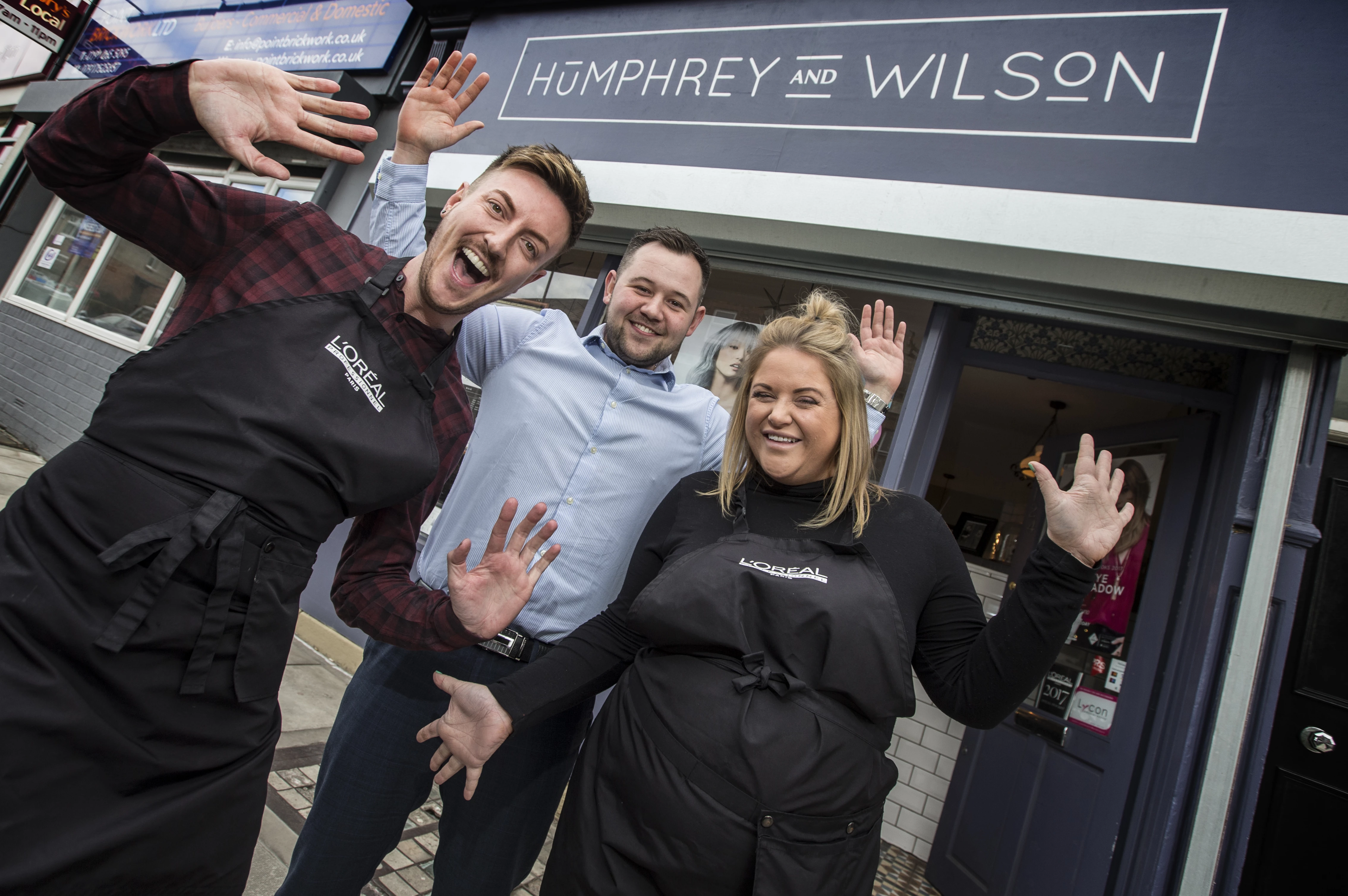 Photo caption: (Left to right) Salon co-owner Mark Humphrey, Robson Laidler’s Head of Cloud Accounting Nick Wilson, and salon co-owner Steph Wilson celebrating success.
