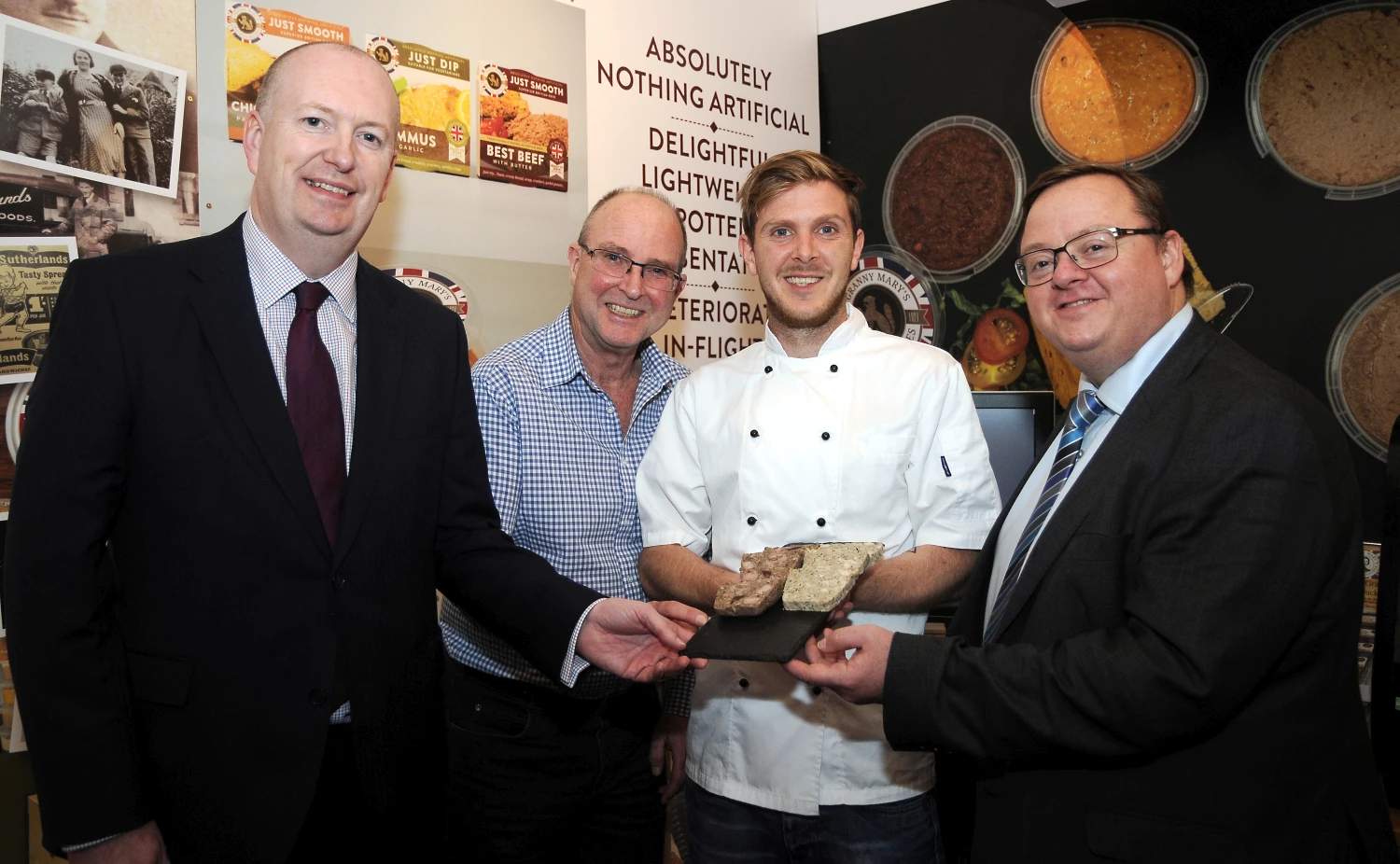 L-R - David Lee, Investment Manager, Finance For Enterprise; Alistair Sutherland, Managing Director, Original Recipes; Will Sutherland, Production Manager, Original Recipes; Sean Hutchinson, Senior Manager, British Business Bank