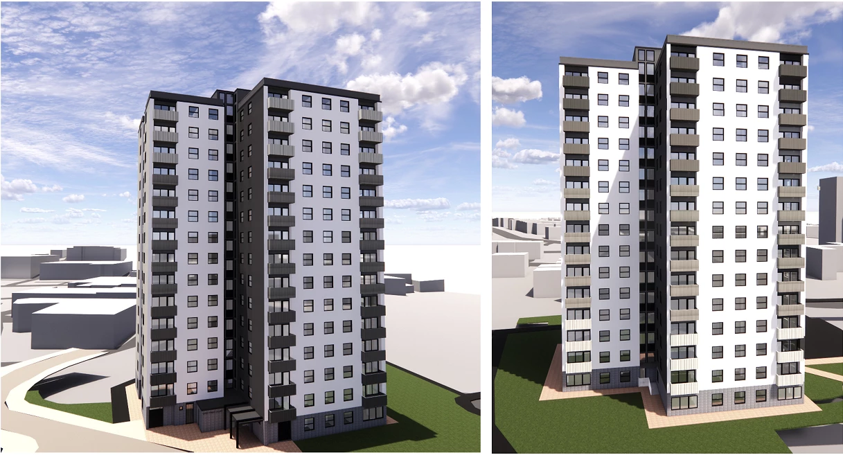 Artist's impressions of how the Greyfriar Court and Whitefriar Court blocks will look.