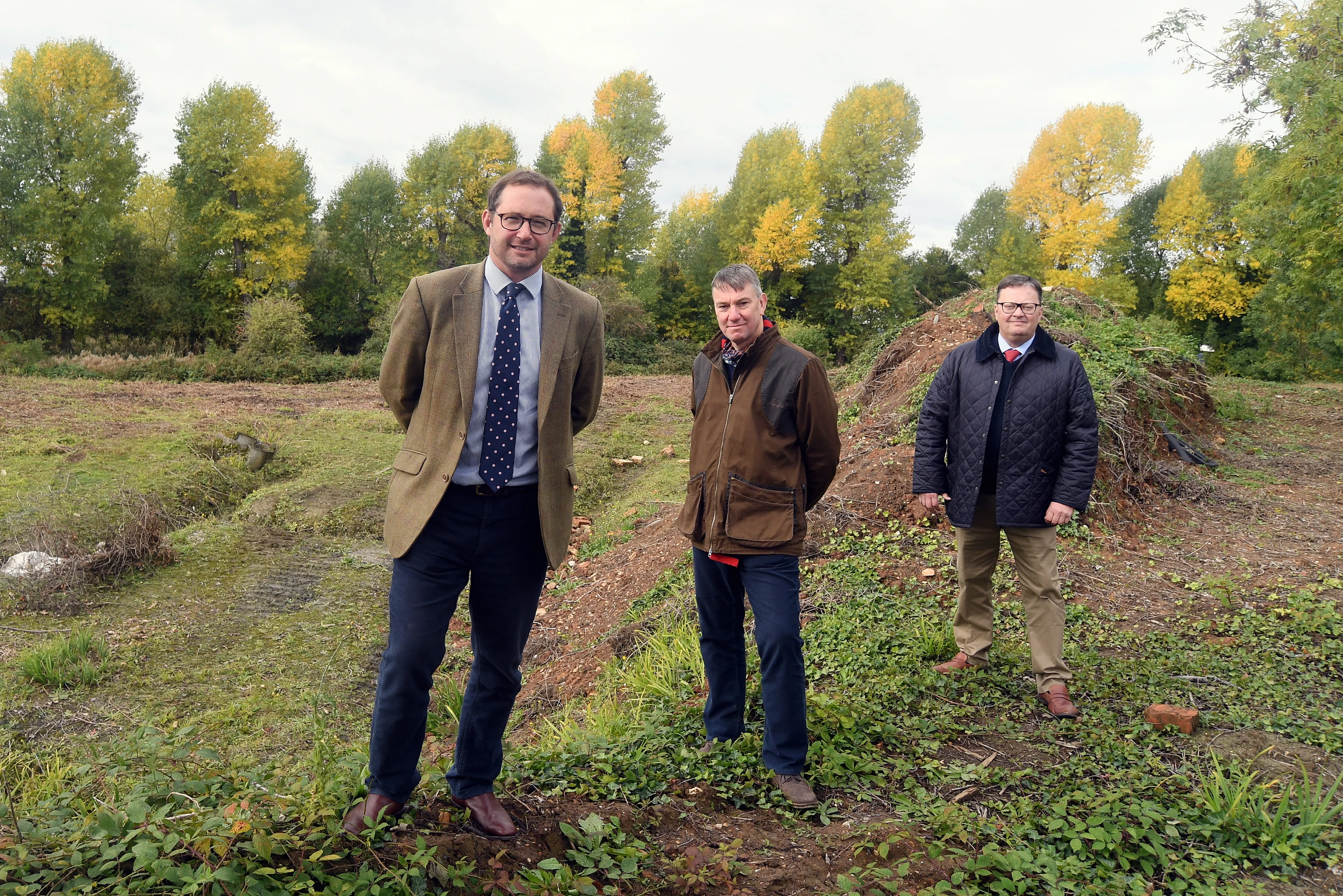 Pictured on the site are, from left to right, James Davies, Mike Vining and Robert Wigley, chairman of The Wigley Group.