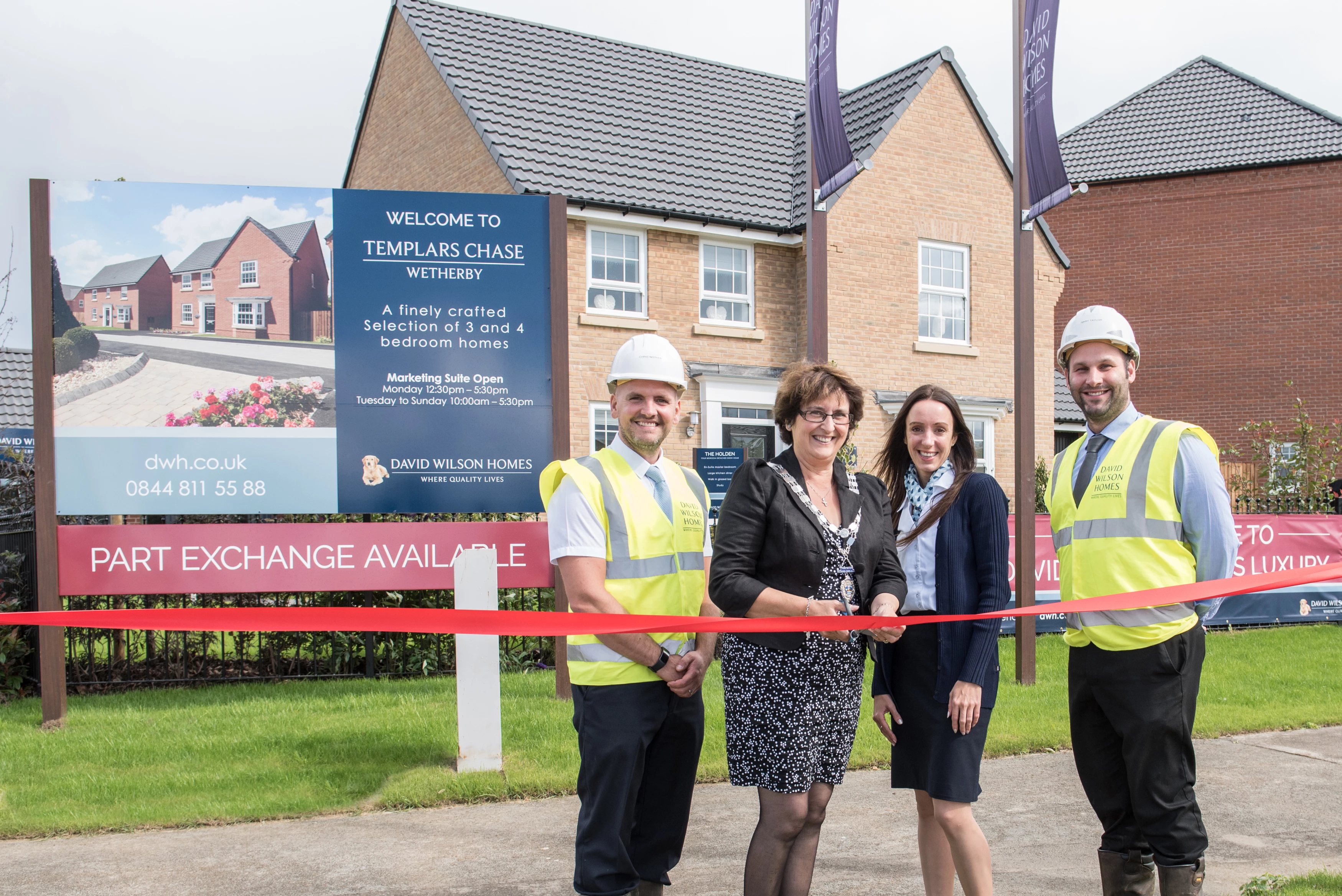 Image: Mayor, Maggie (Sales Adviser), Chris (Assistant Site Manager), Gary (Contracts Manager)