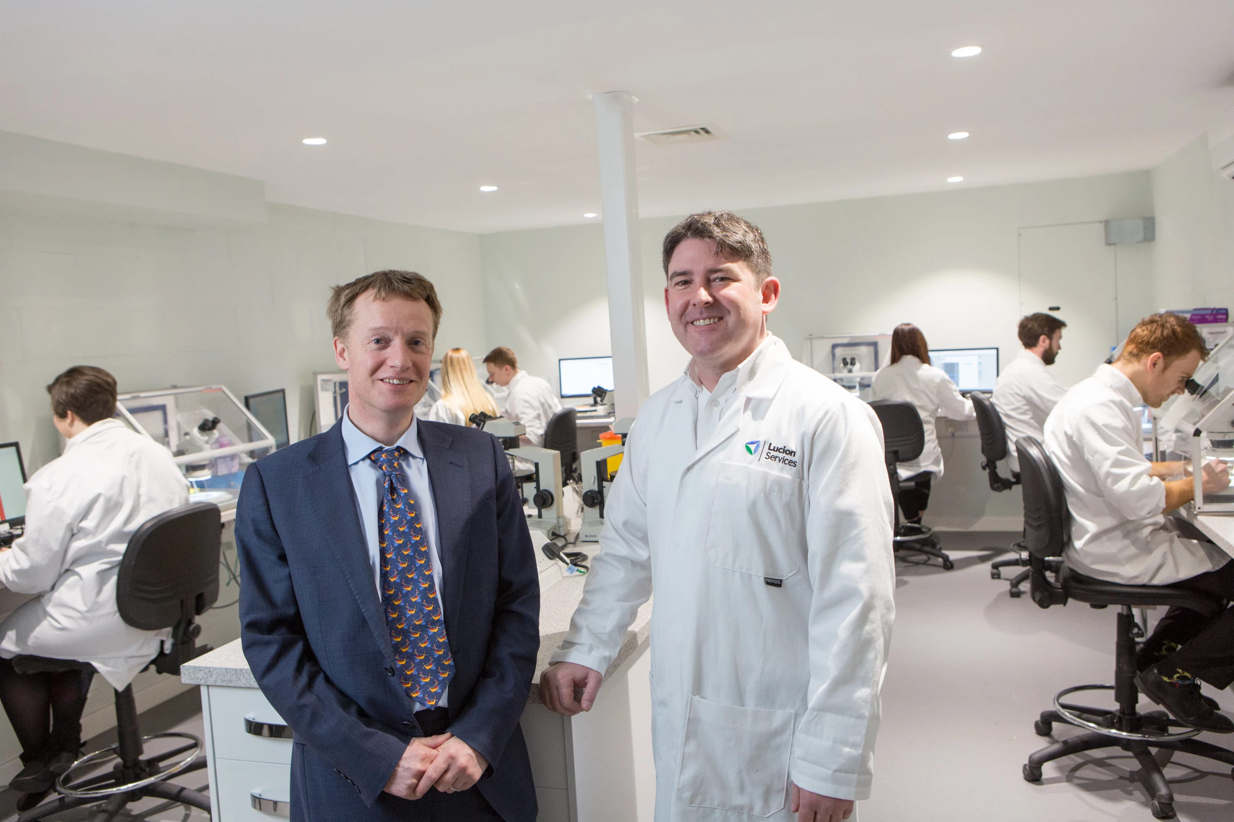 Lucion’s Lee Kerridge (r) and Charles Pickles at the newly expanded Gateshead laboratory facility