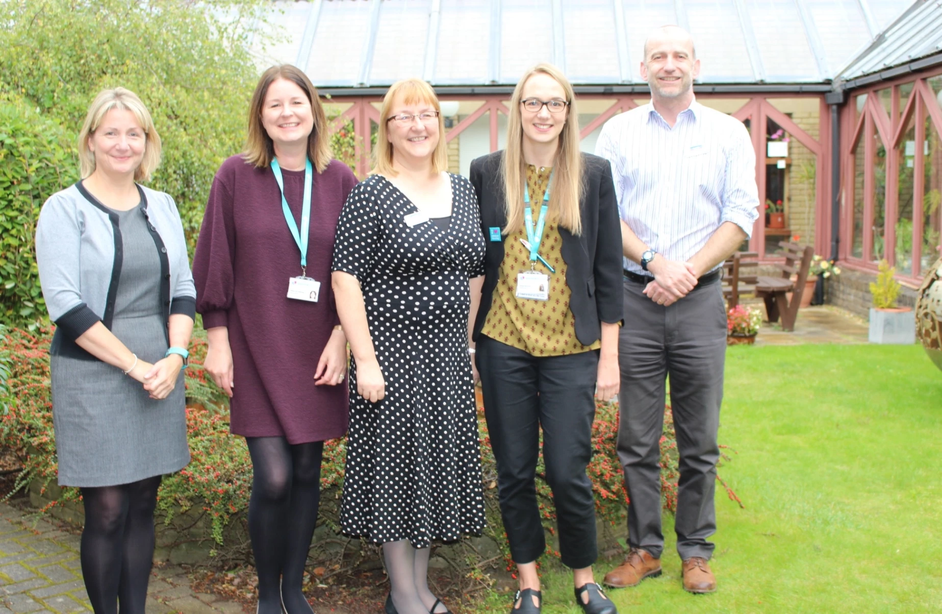 L to R - 2 representatives from Dementia UK, Angela Egdell - Director of Care, Maya Gorton - Admiral Nurse and James Ellam - Chief Executive from St Oswald's Hospice