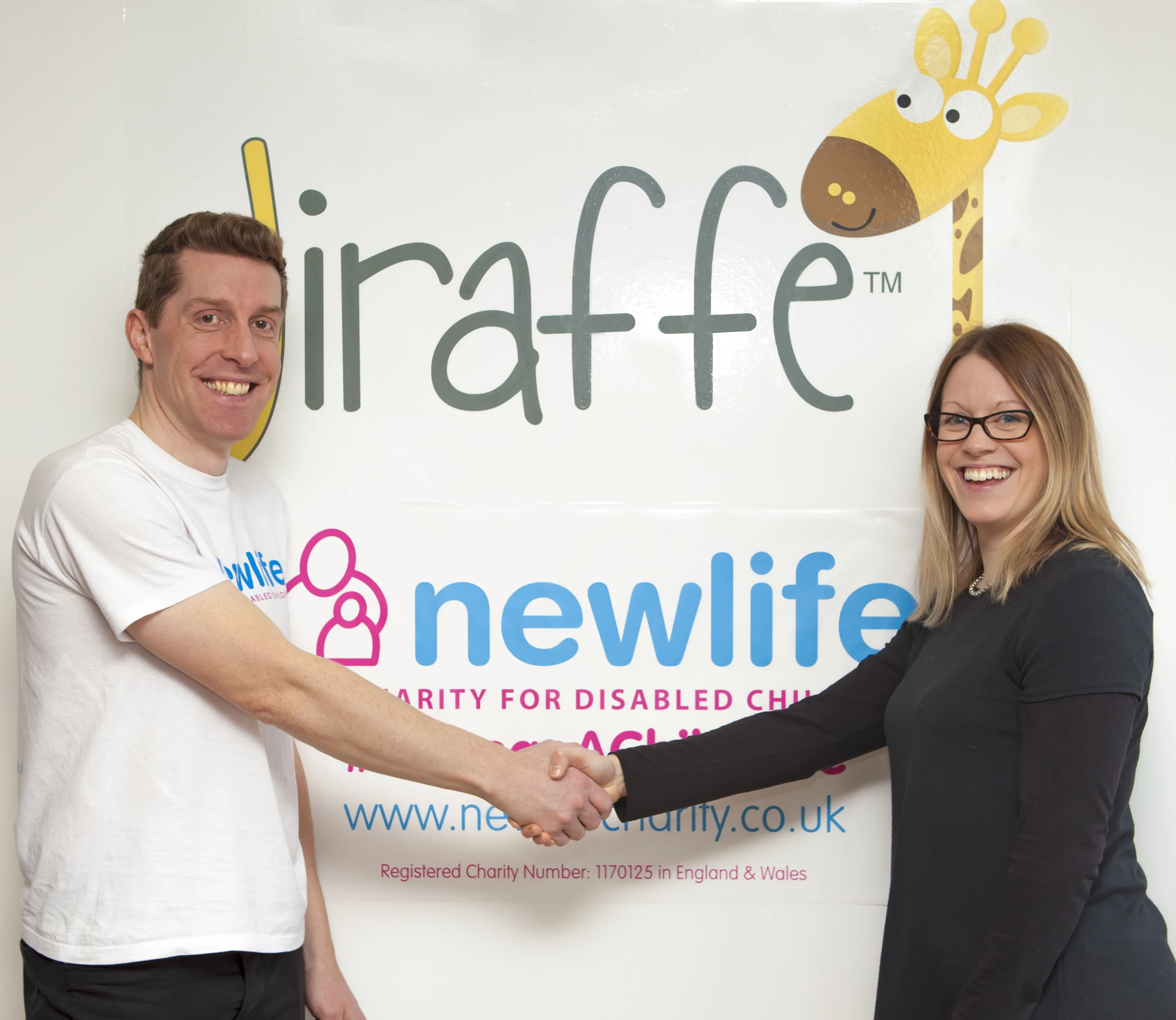 Chris Fielding, deputy community fundraising manager, Newlife with Holly Jenkins, divisional director, Jiraffe