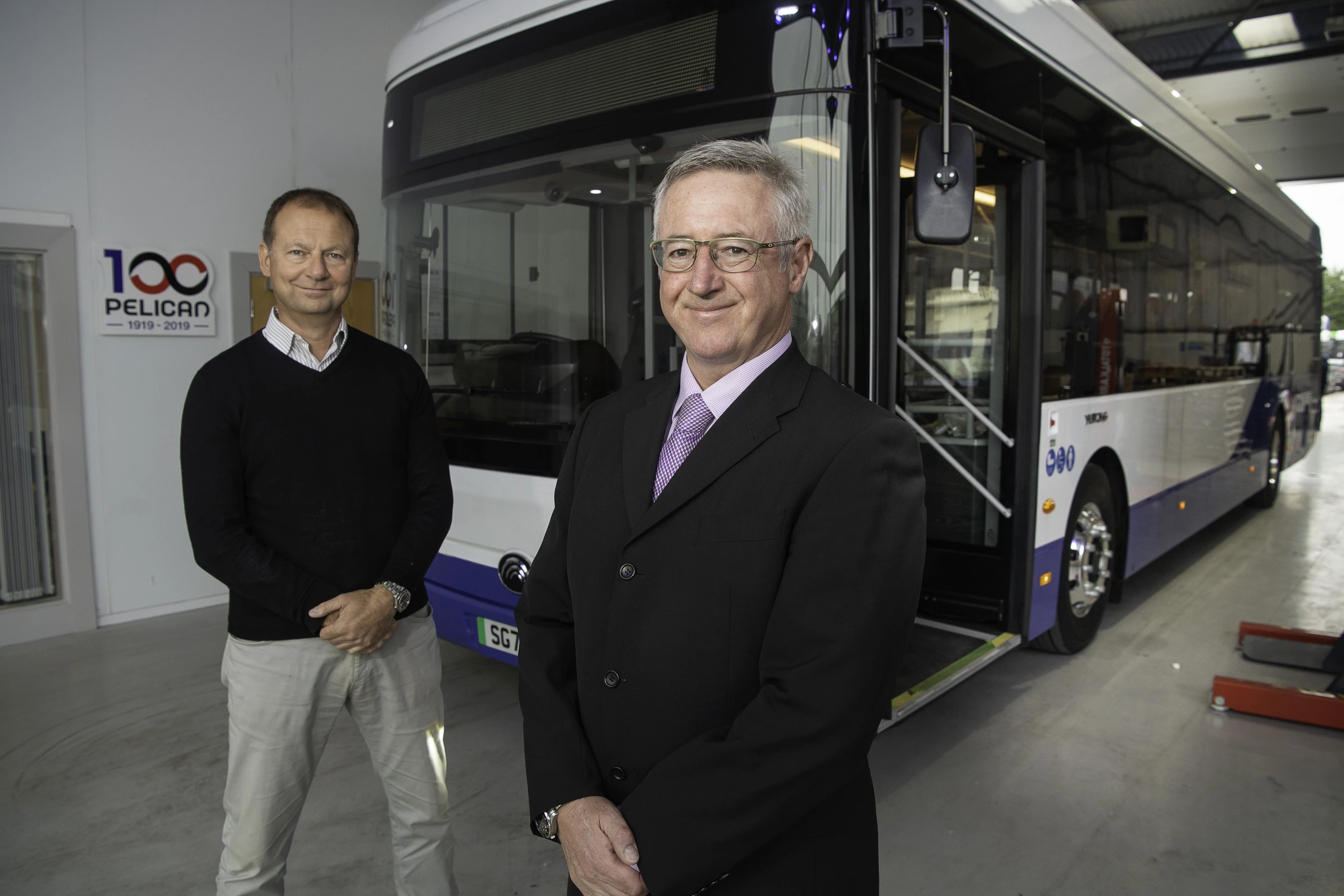 Picture shows (L to R): Richard Crump, managing director of Pelican Engineering and Ian Downie, head of Yutong Bus UK at Pelican