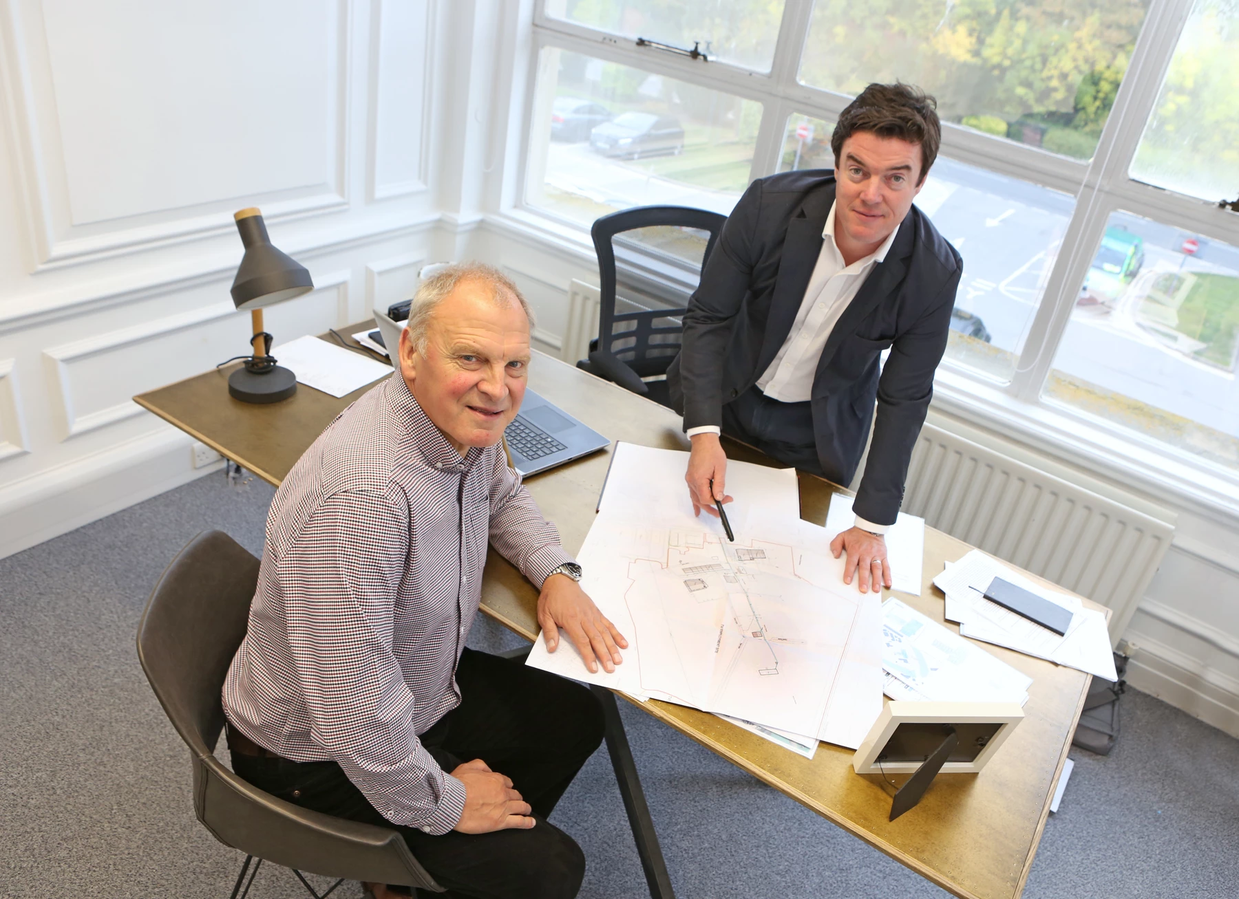 Eddie Humphries of Lingfield Point with Simon Hawkins, director of Wildon Estates, who has just moved into YARN at Lingfield Point