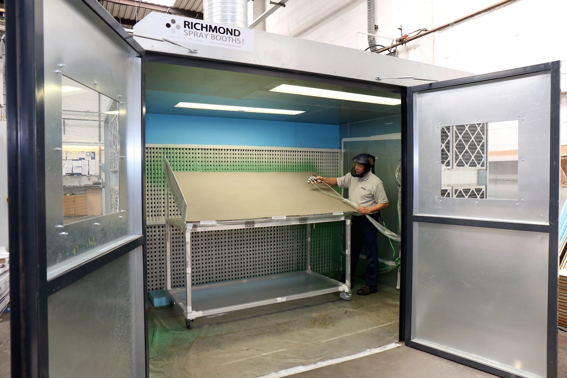 New spray booth.