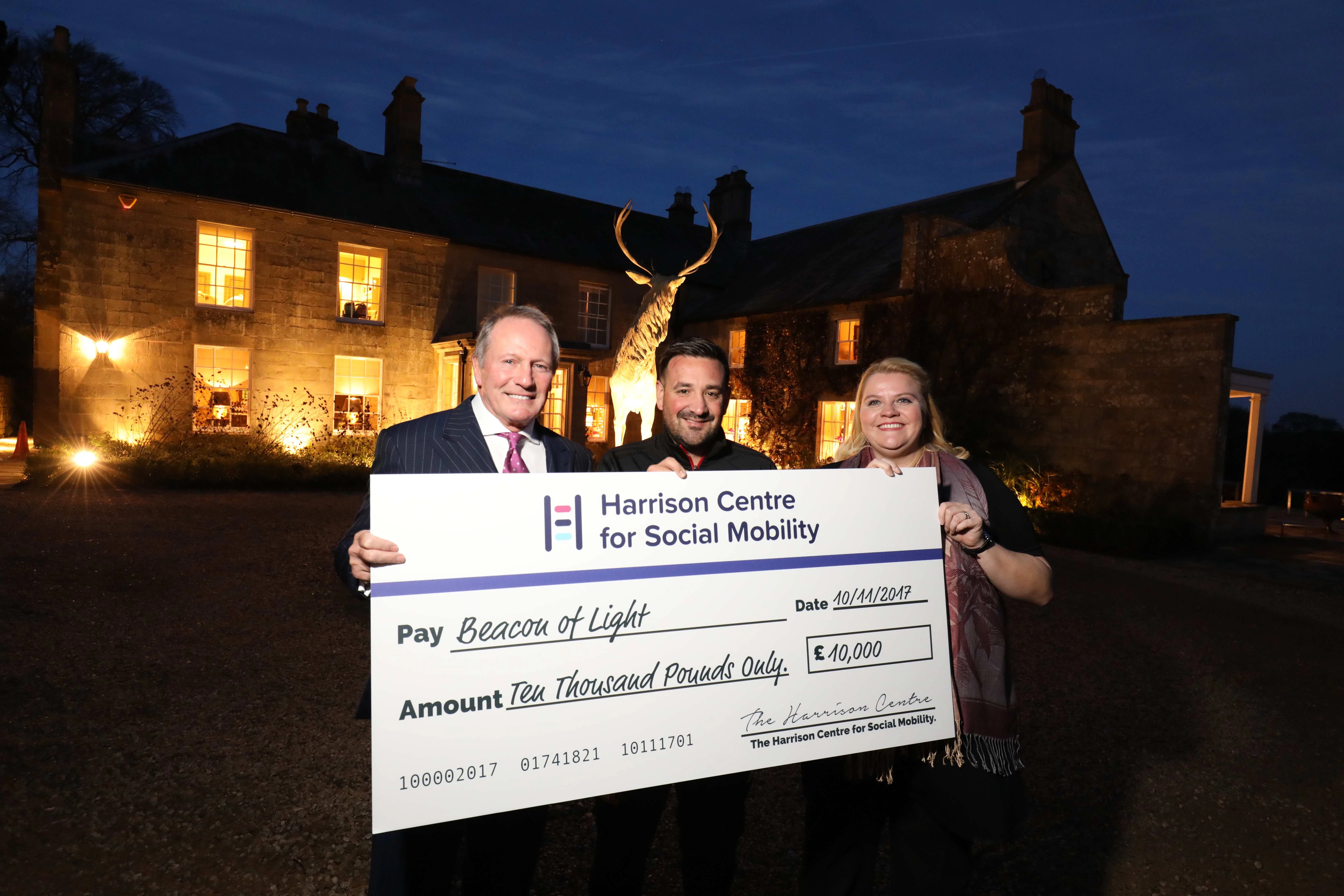 David Harrison (left) with Jamie Wright and Clare Wilson from Foundation of Light