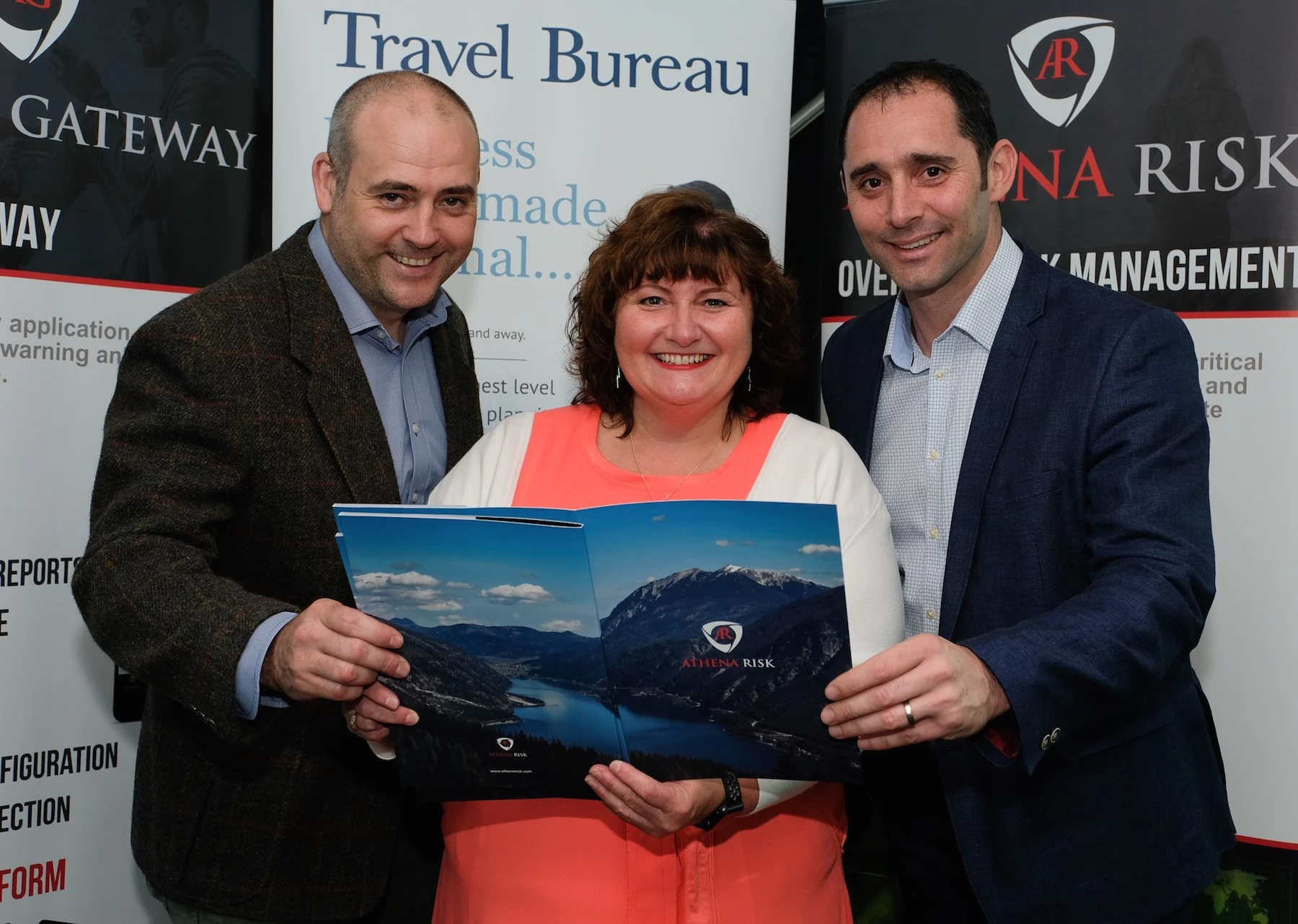 Travel Bureau's Anne Bromley with David Tait and Jason Hicks from Athena Risk