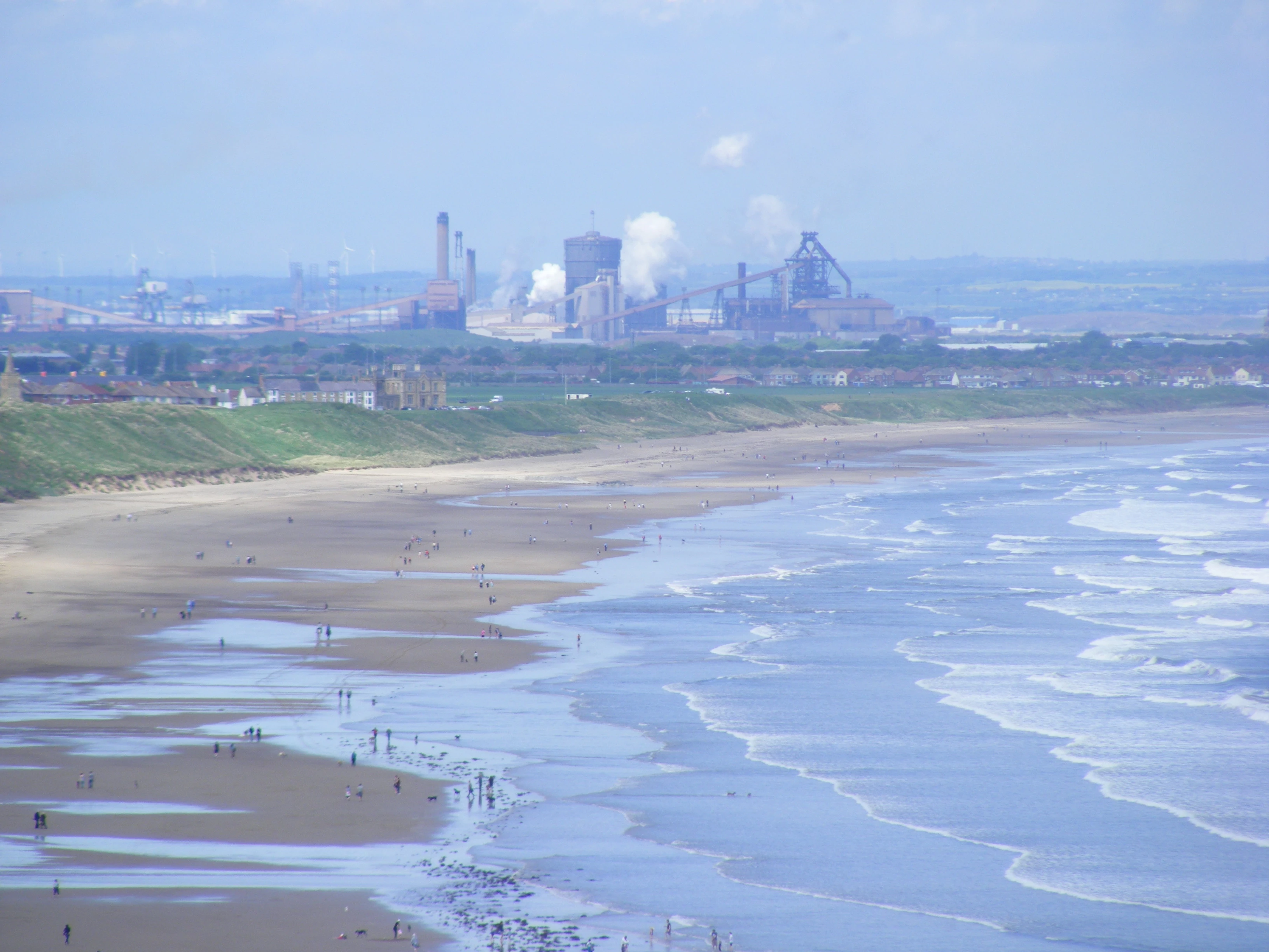 Redcar beach and steelworks