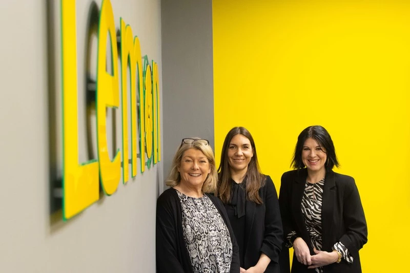From left to right, Helen Phillips Head of Client Experience, Jen Cummins COO, Lesley Wratten Co-Founder and Director at Lemon Contact Centre 
