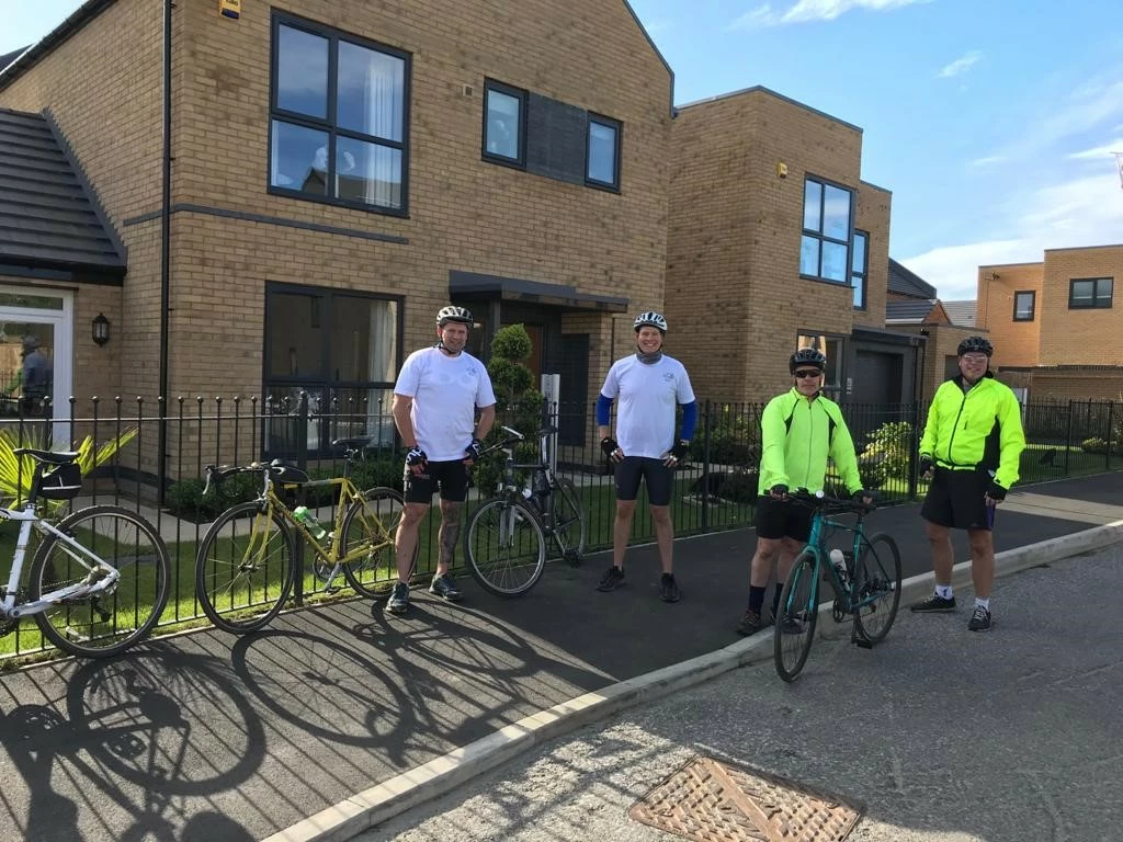 Having a much needed breather at Birtley! From left to right: David Scott, Ross Archer, Alan Cuthbertson and Andrew Rennie.