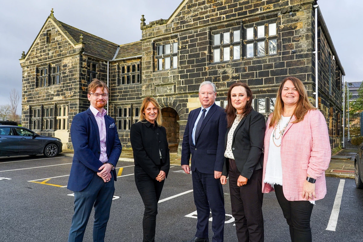 : Left – right: Eddisons colleagues Matt Jennings, Gill Corcoran, John Padgett, Sarah Bretherick, Vicky Mitchell at the firm’s new Bradford offices