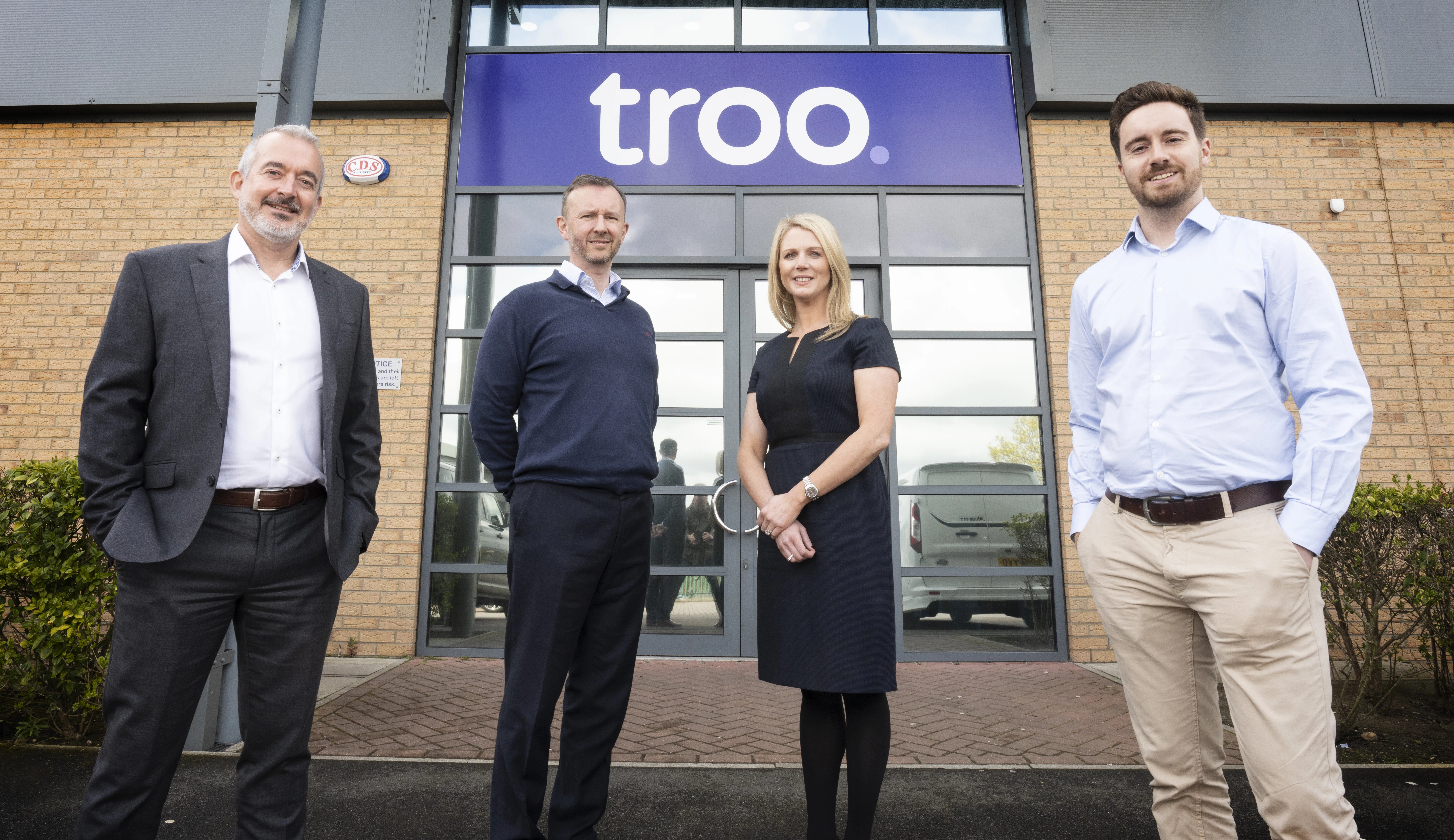 From left to right are Peter McLeod, Andrew Richardson and Rachel Richardson of TrooCost with Alex Simpson of Mercia.