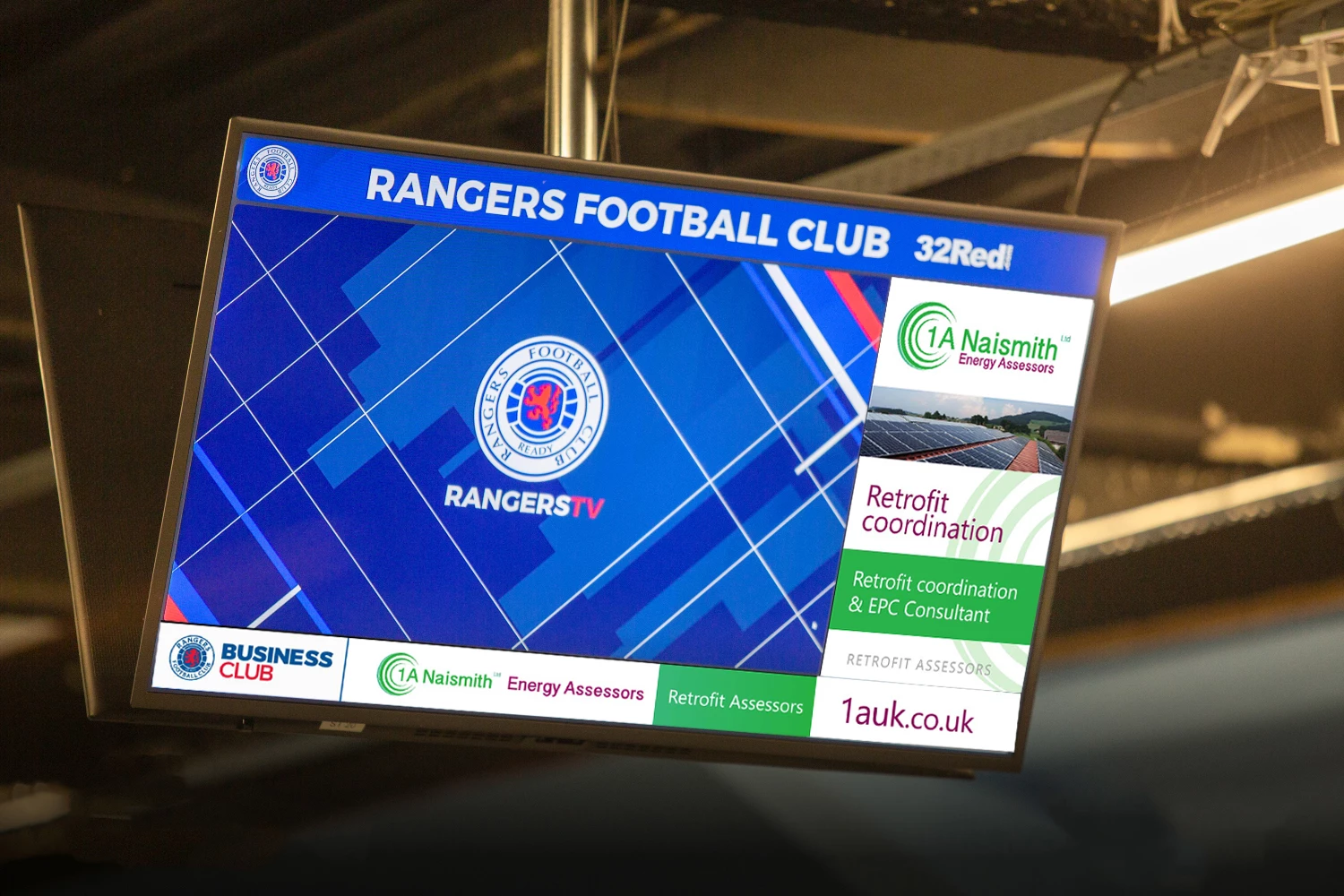1A Naismith and Rangers Partnership promoted to fans in the stadium and beyond.