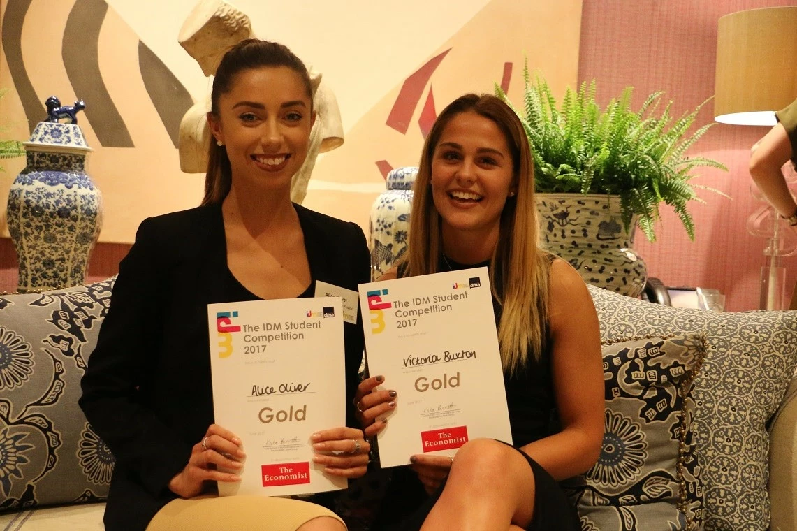 IDM Award winners and Newcastle Business School students Alice Oliver and Victoria Buxton