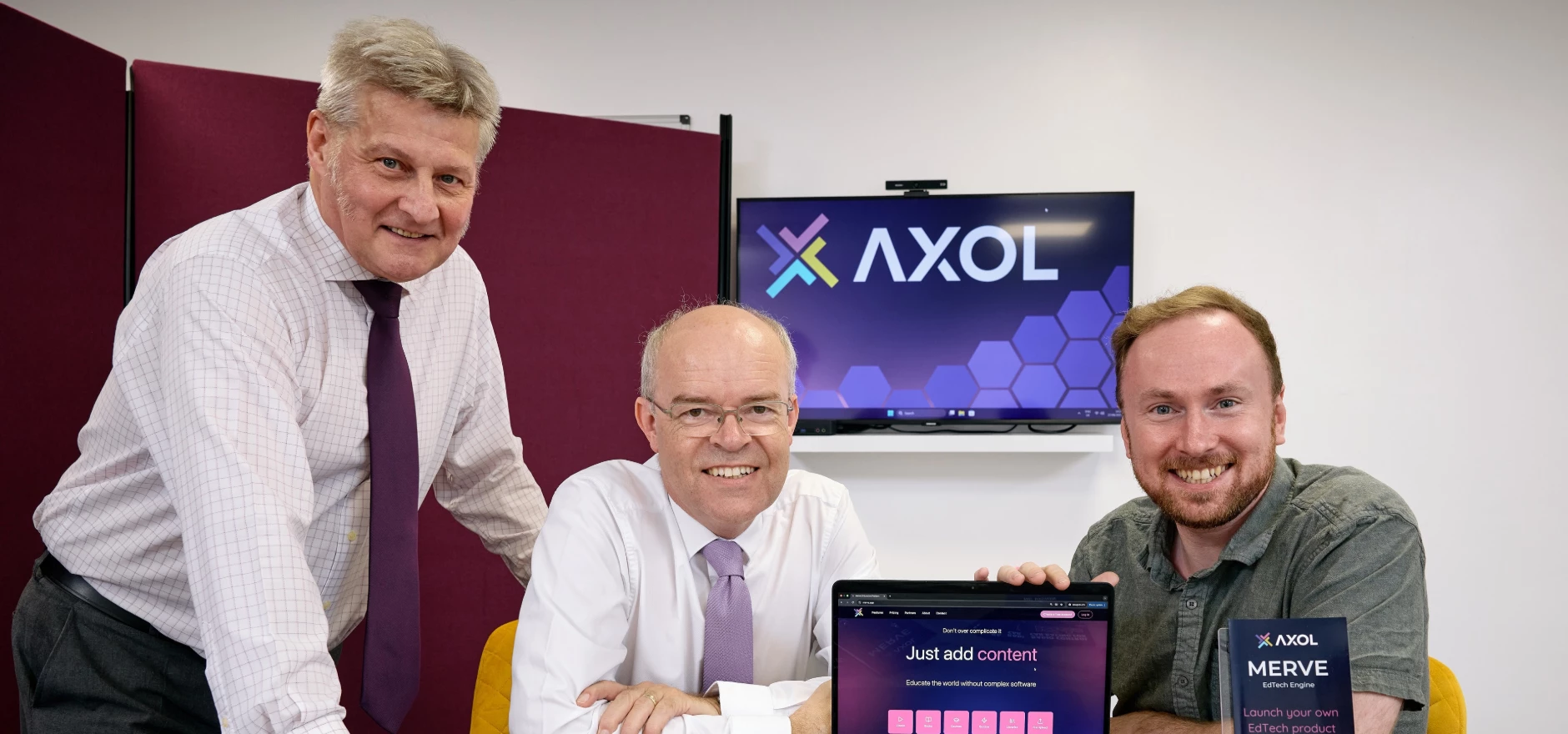 Left to right, Alex McWhirter and Mike Barber, Finance Yorkshire; and Sam Jordan, AXOL.jpg