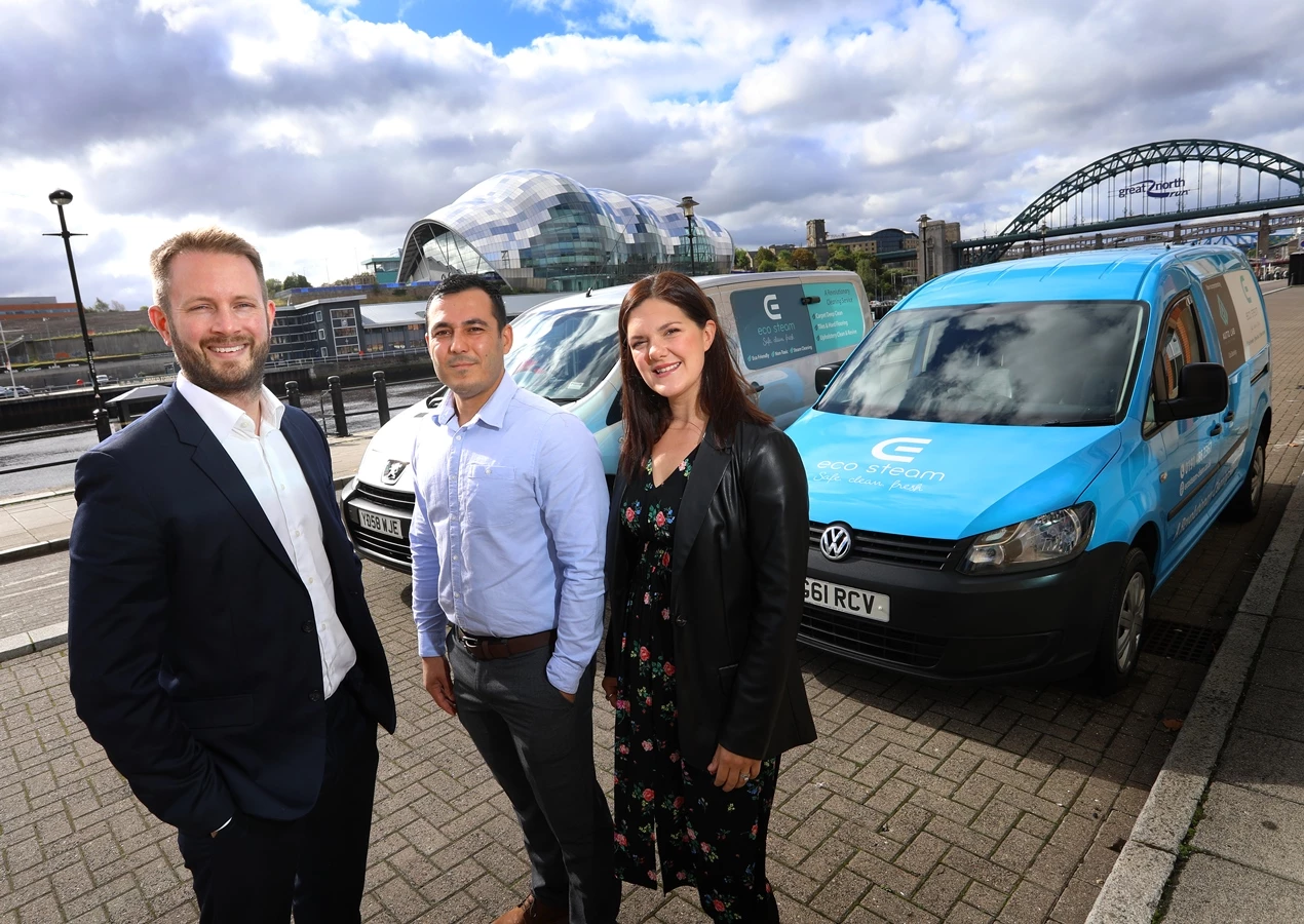 (from left) Mike Guellard of NEL Fund Managers with Temur and Rachael Kuronbeov of Ecosteam