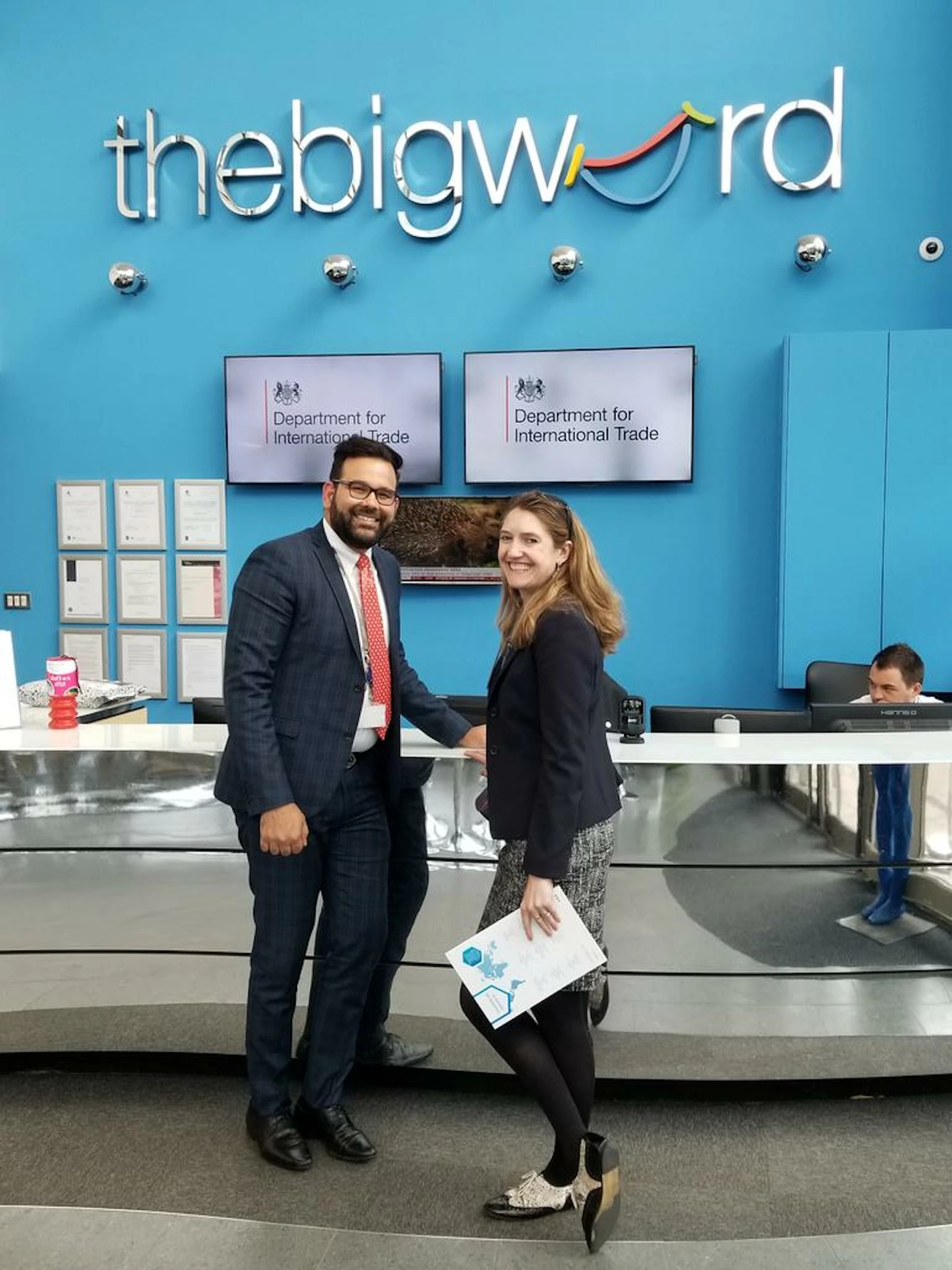 British Consul General in Boston Harriet Cross with thebigword's global marketing manager Luis Sangiovanni.