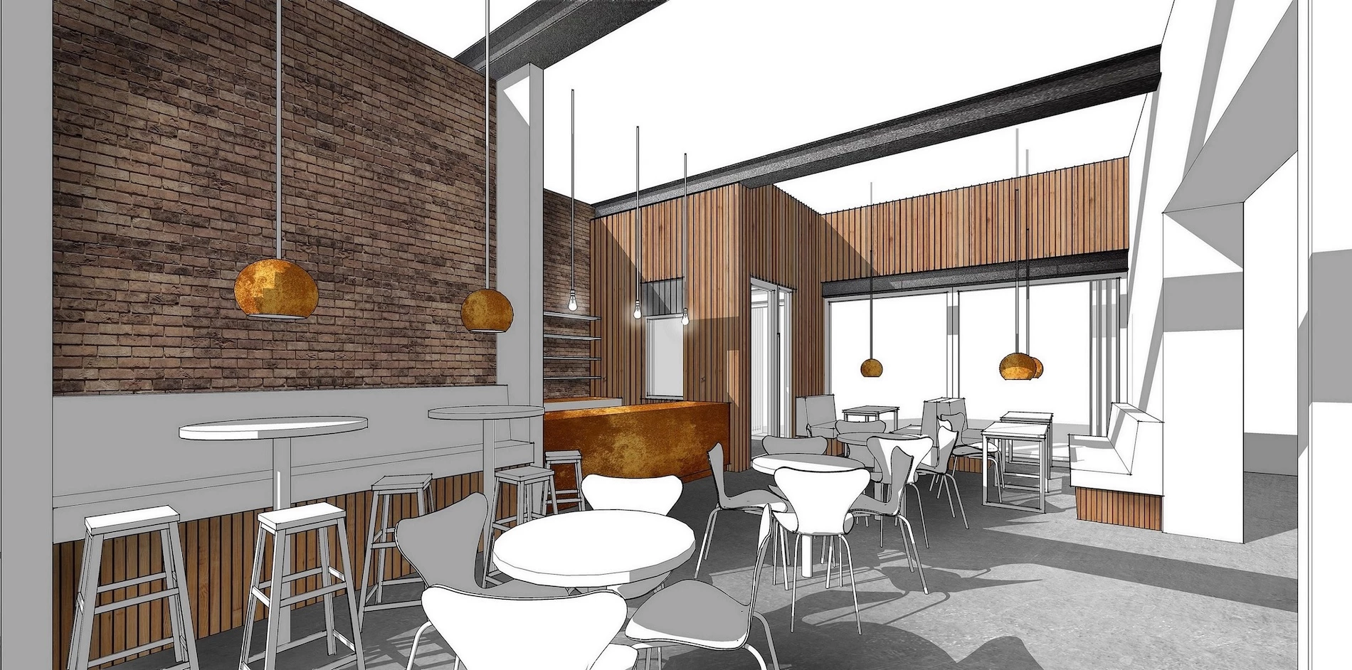The proposed new café will be part of the complete restoration and reconfiguration of the building, creating a new hub for the creative industries in the Fruit Market.