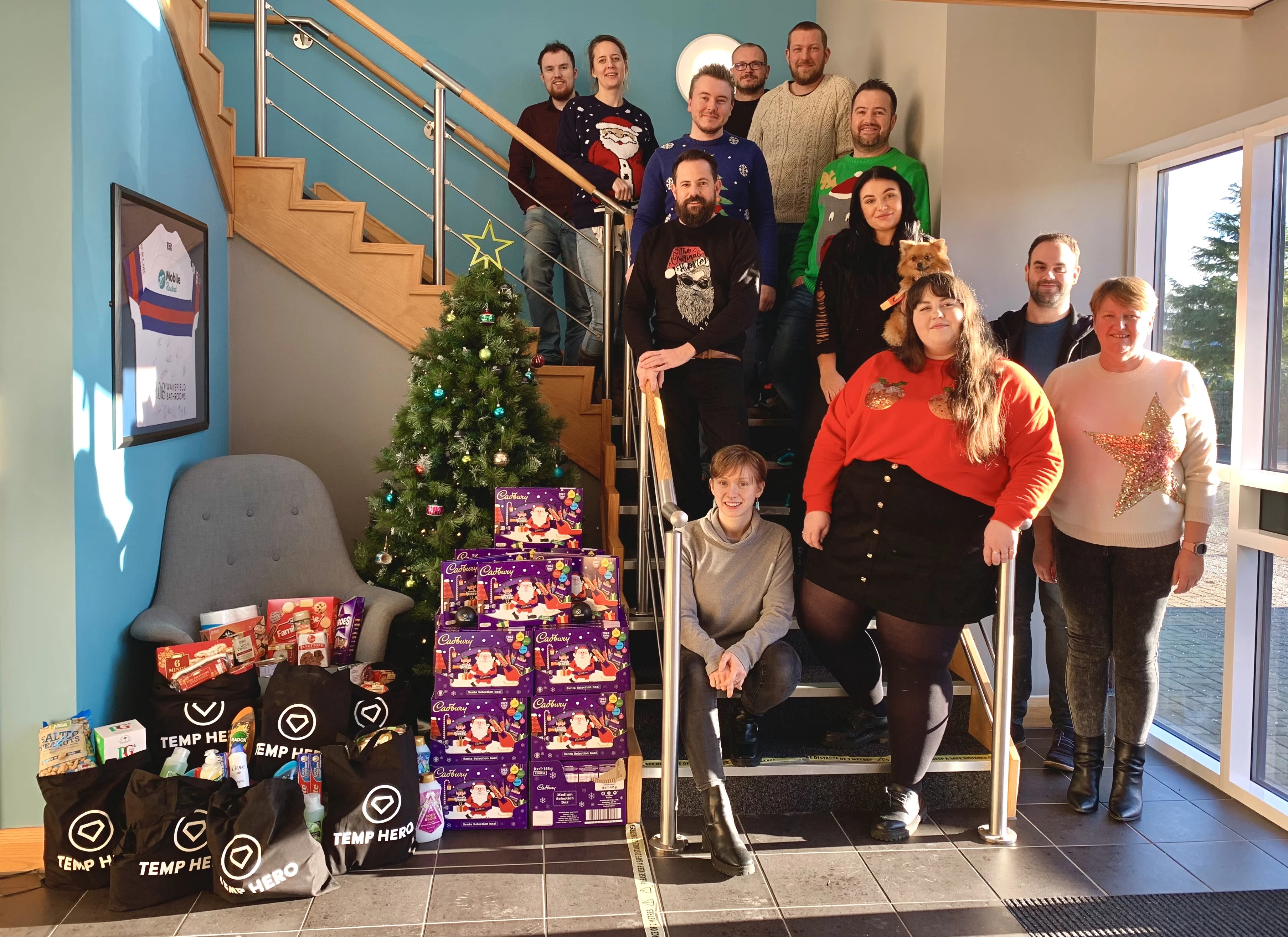 Mobile Rocket Team with the Foodbank collection on Christmas Jumper Day