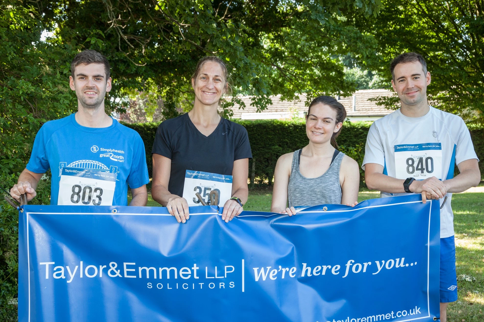 Taylor&Emmet's previous Dronfield 10K runners (left to right): Josh Proud, Sarah Gaunt, Gabriella Lathbury and Mike Robinson. 