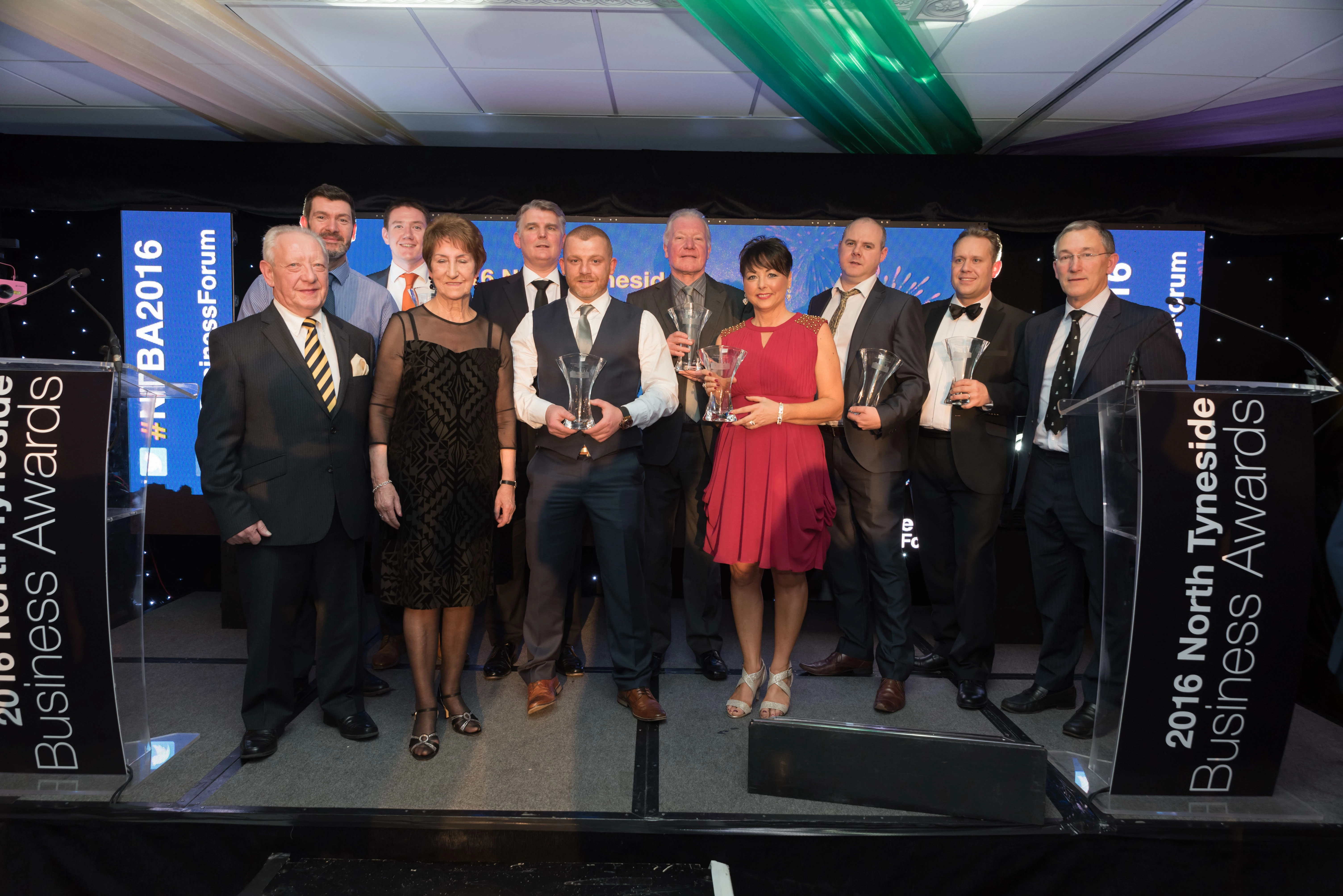 Norma Redfearn, Elected Mayor of North Tyneside with North Tyneside Business Award 2016 winners. 