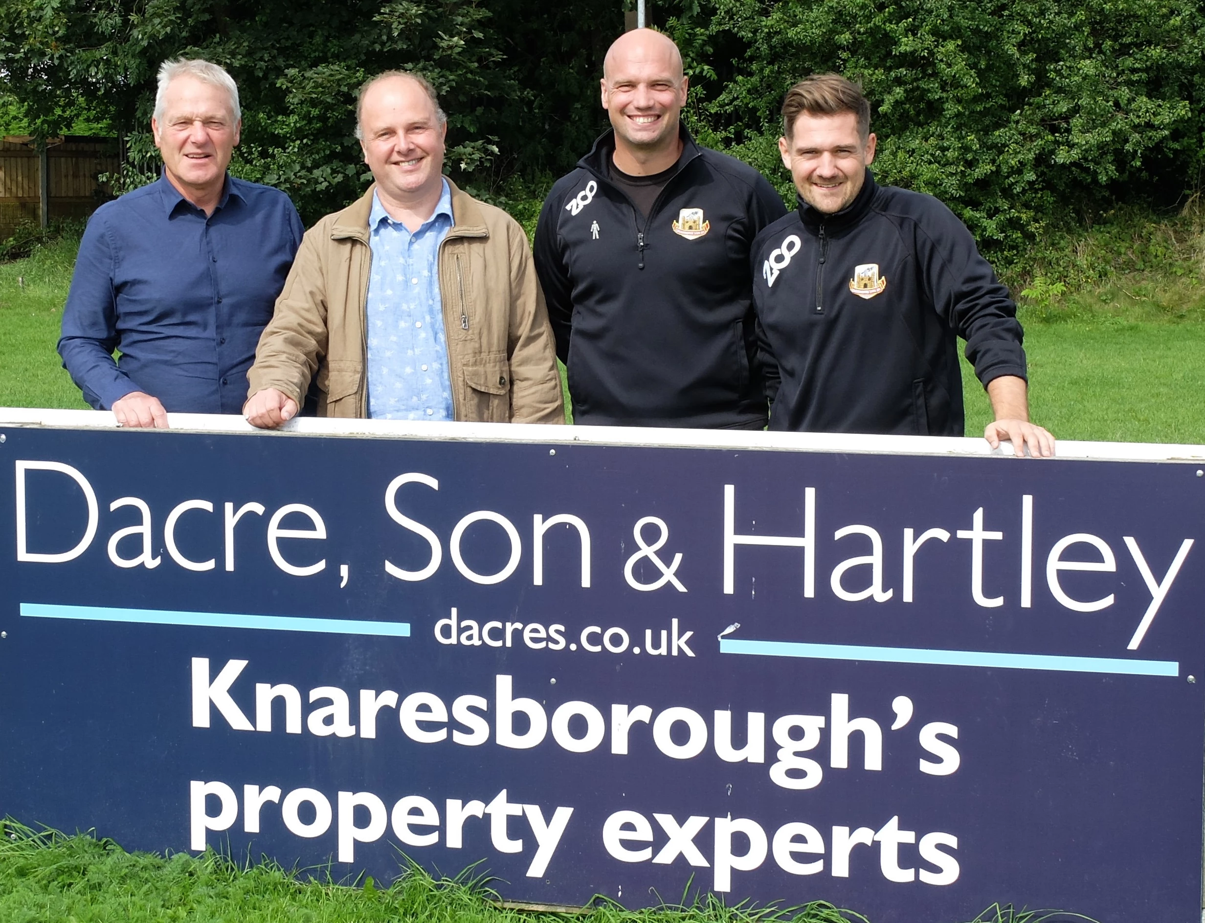 Commercial Manager Chris Dight, Nick Alcock from Dacres, manager Paul Stansfield and 1st team player Ben Parkes.