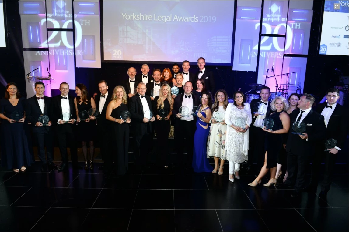 PM Property Lawyers Managing Director Harvey Harding (front centre right) with the other winners at the Yorkshire Legal Awards  