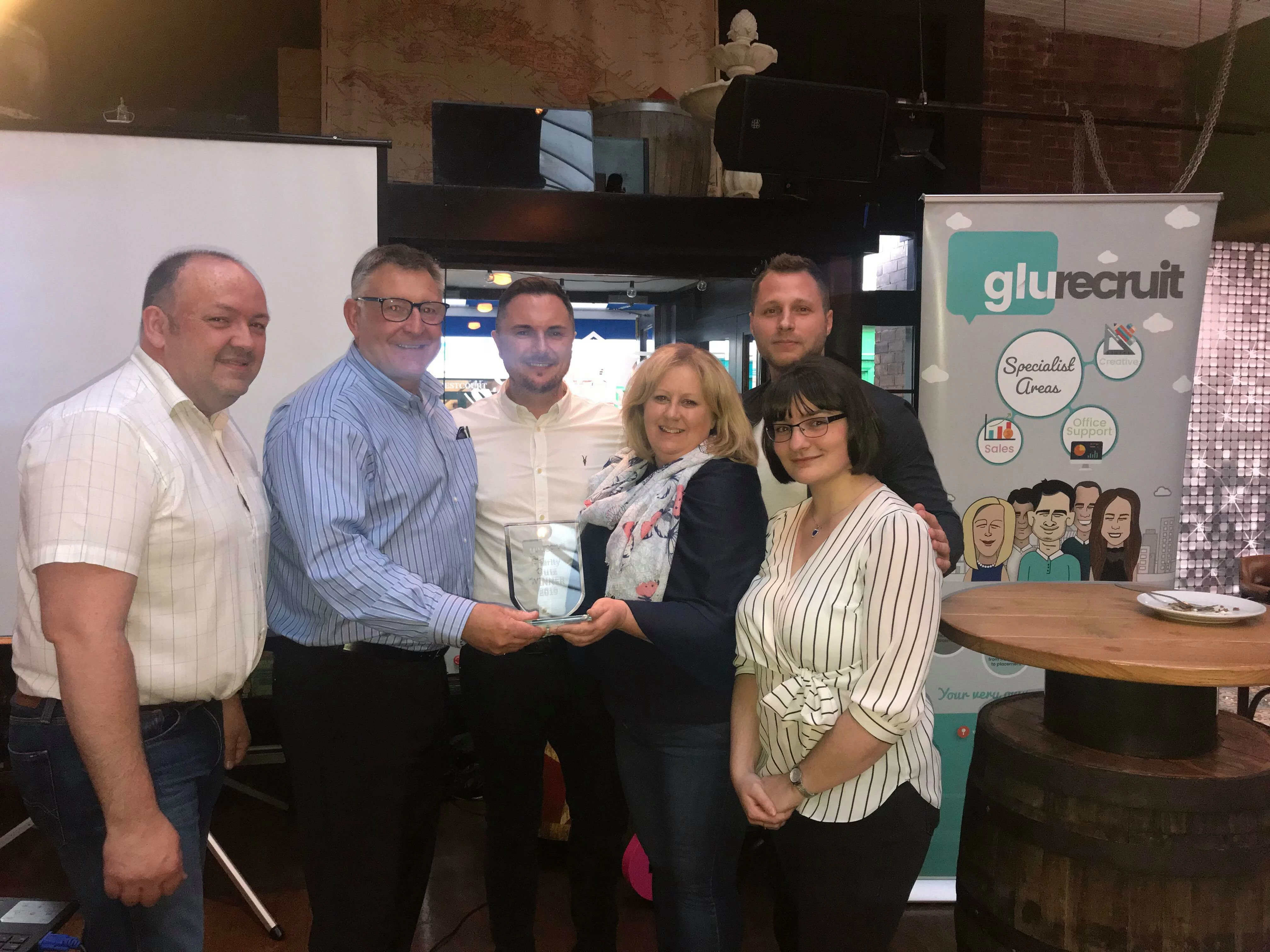 Quiz winners from Rotherham & Barnsley Chamber of Commerce with Rob Shaw, Managing Director at Glu Recruit